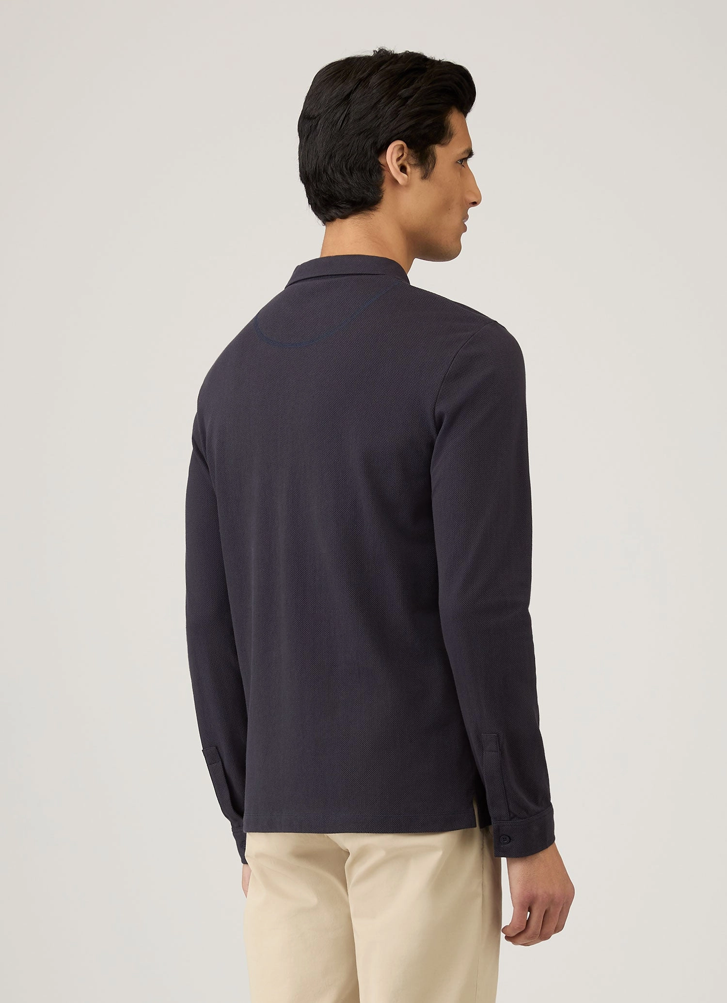 Men's Riviera Long Sleeve Polo Shirt in Navy Versatile Wear Street