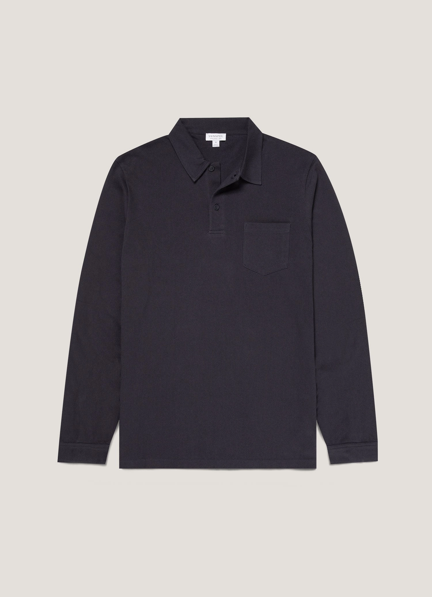 Street Outfit Style Comfortable travel shirt Men's Riviera Long Sleeve Polo Shirt in Navy