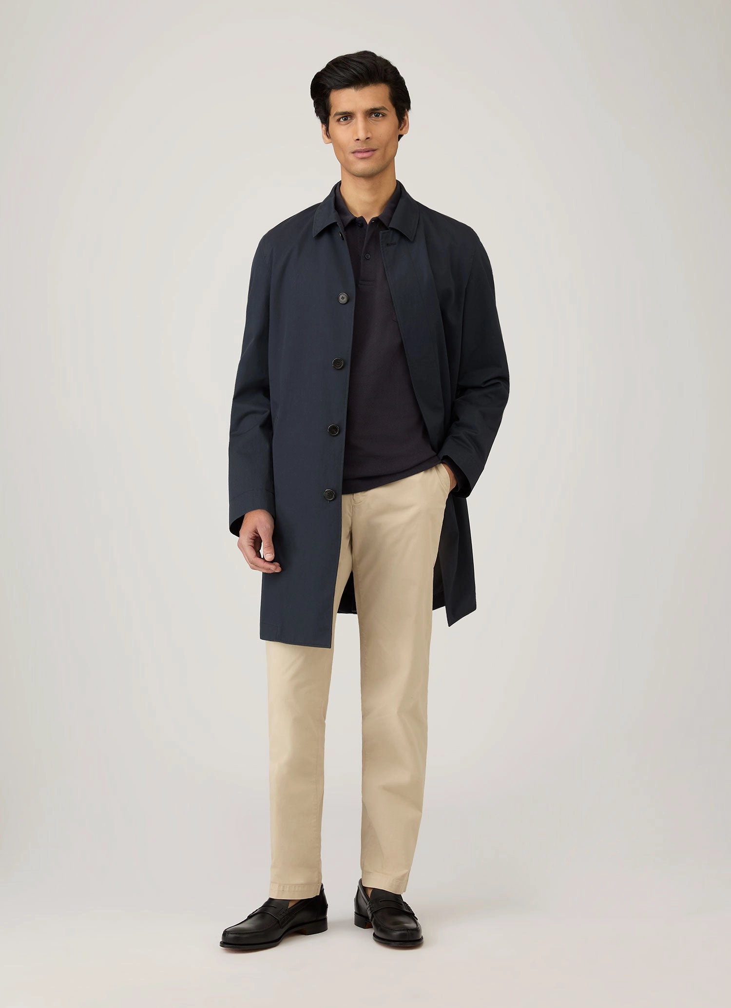 Men's Riviera Long Sleeve Polo Shirt in Navy Versatile Wear Street