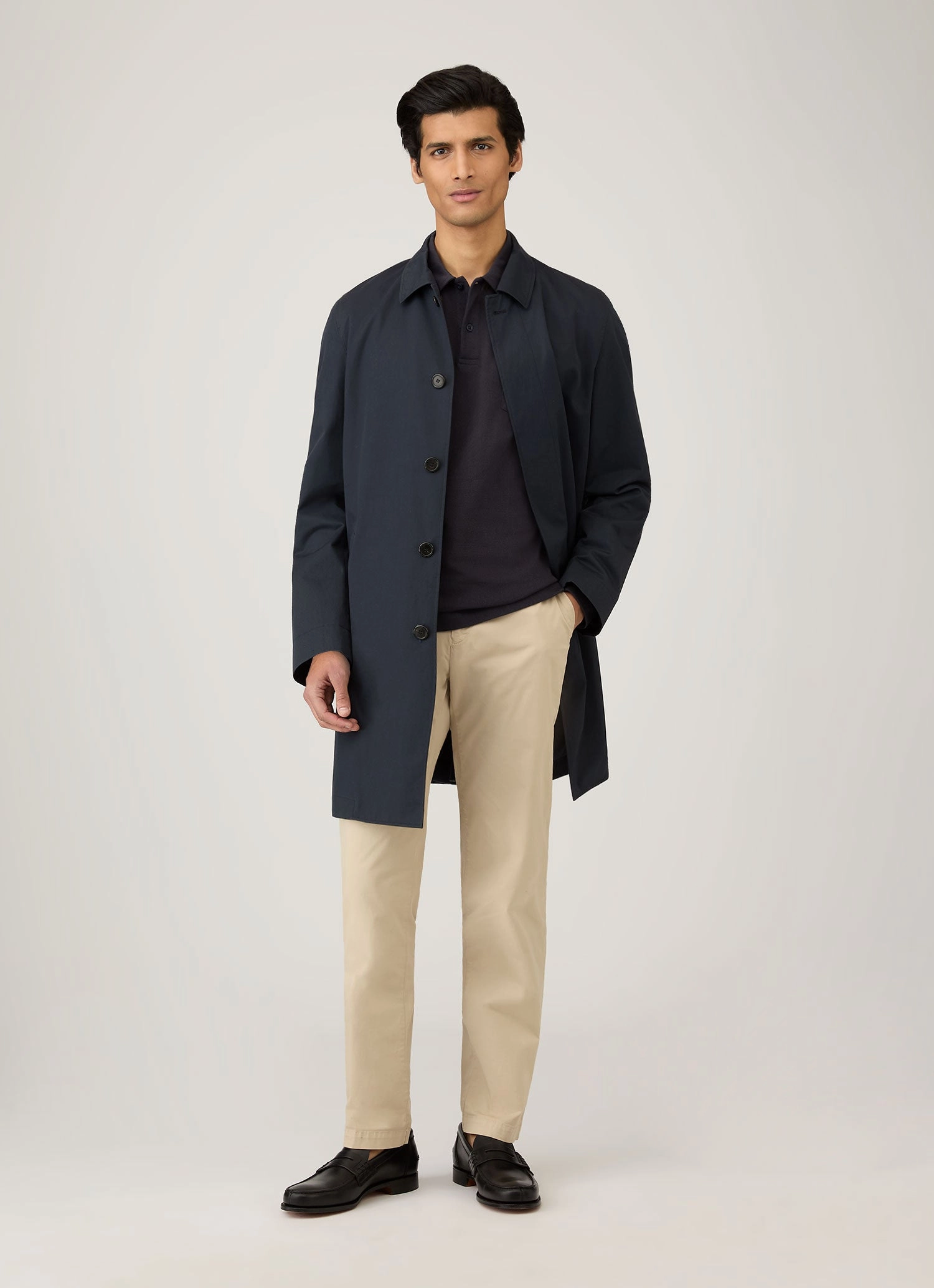 Men's Riviera Long Sleeve Polo Shirt in Navy Versatile Wear Street