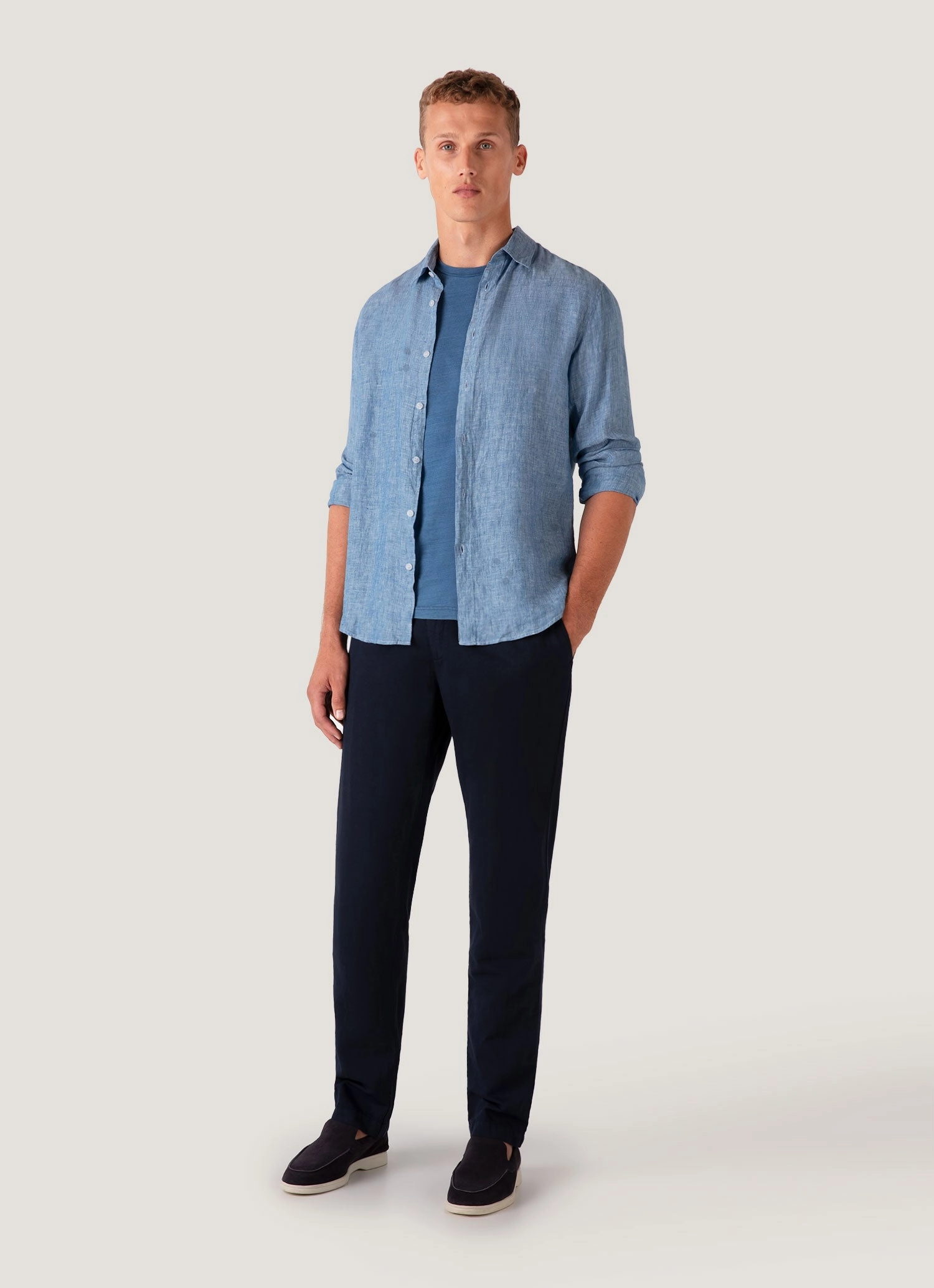 Men's Riviera Midweight T-shirt in Mid Indigo Wash Street Flow