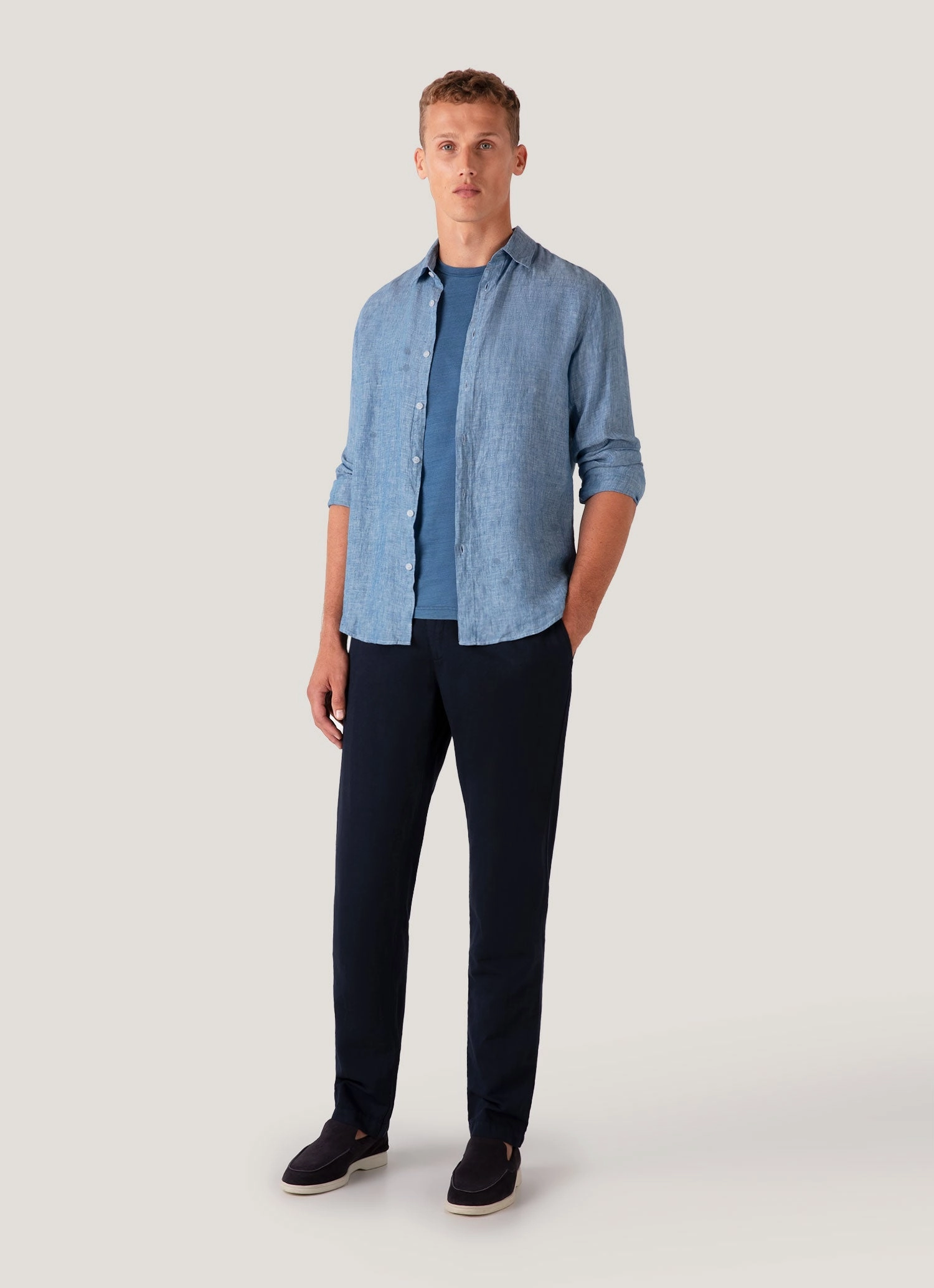 Men's Riviera Midweight T-shirt in Mid Indigo Wash Street Flow