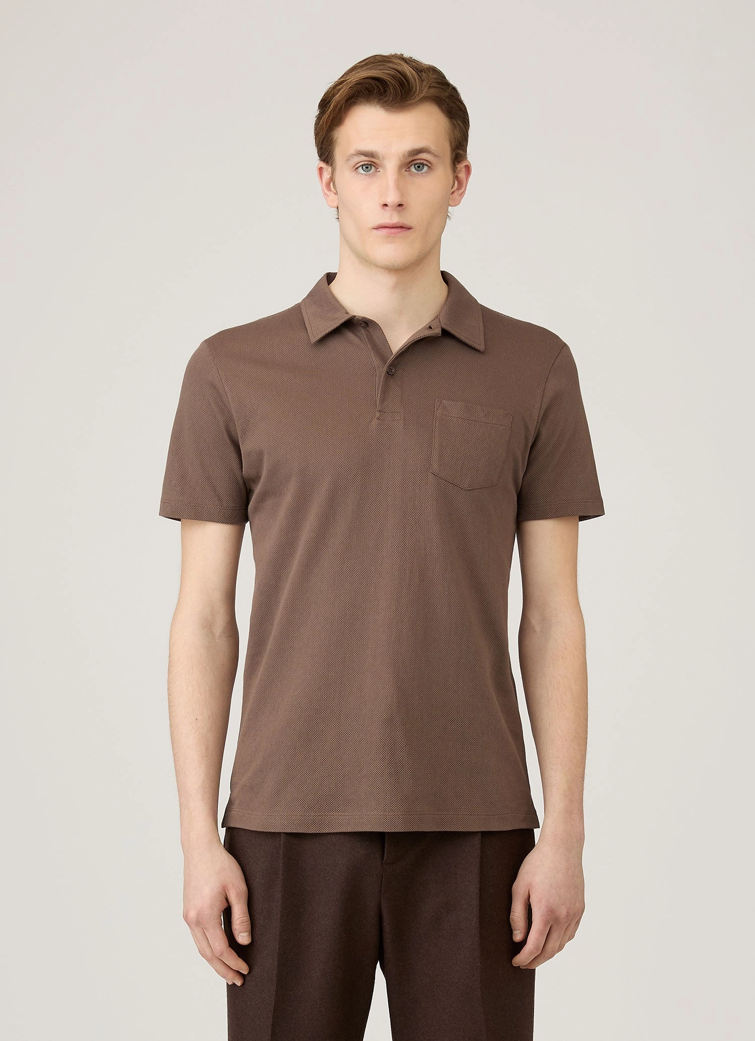 Men's Riviera Polo Shirt in Bark Active Form
