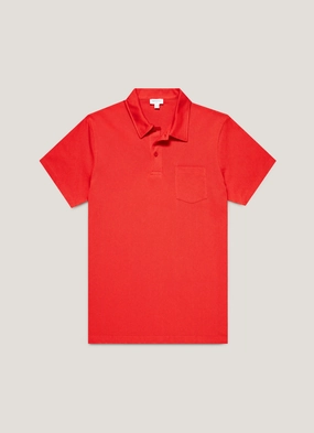Men's Riviera Polo Shirt in Bright Red Outdoor Fashion Look Chic Aura