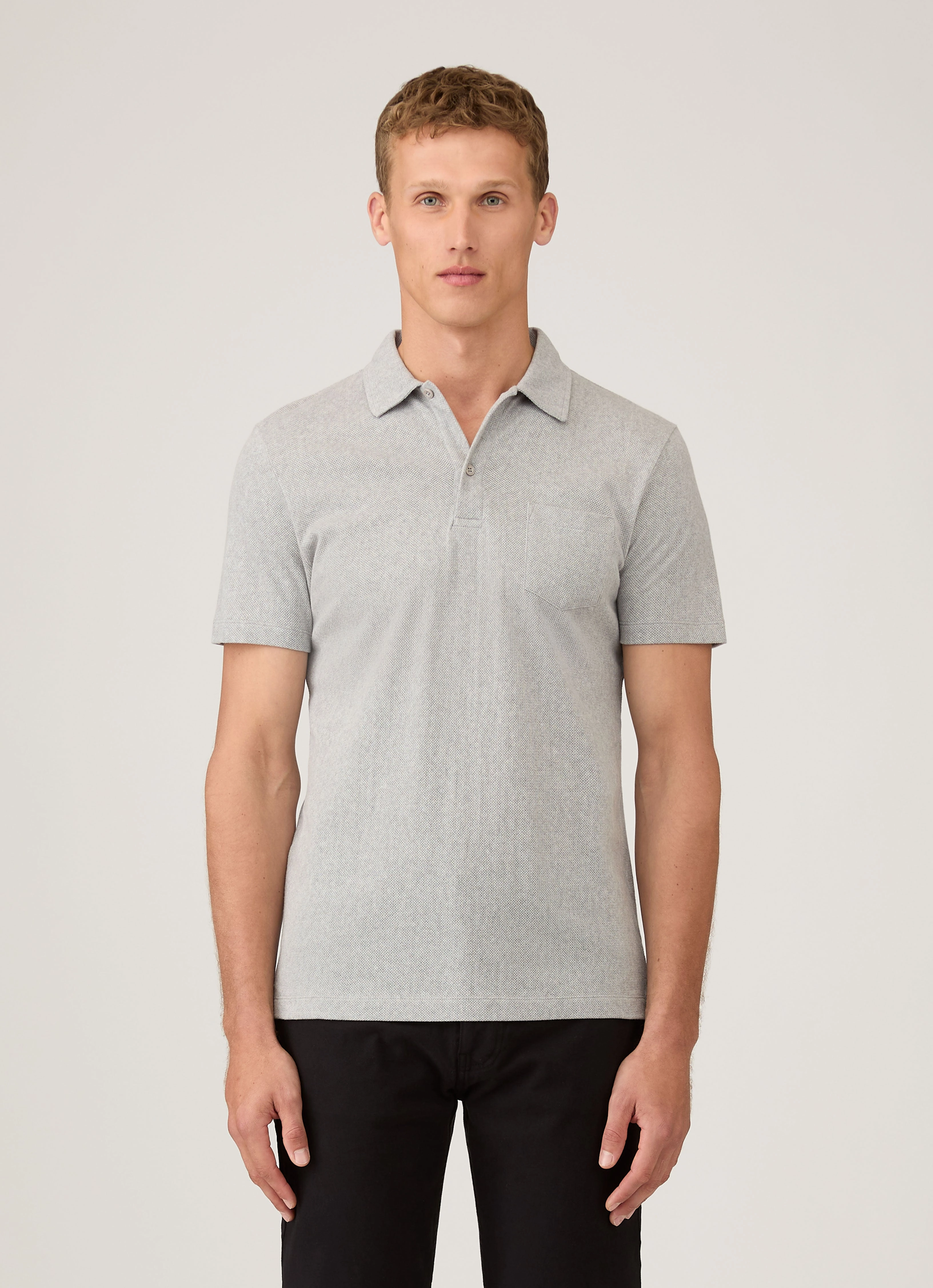 Men's Riviera Polo Shirt in Grey Melange Vintage Profile Sports