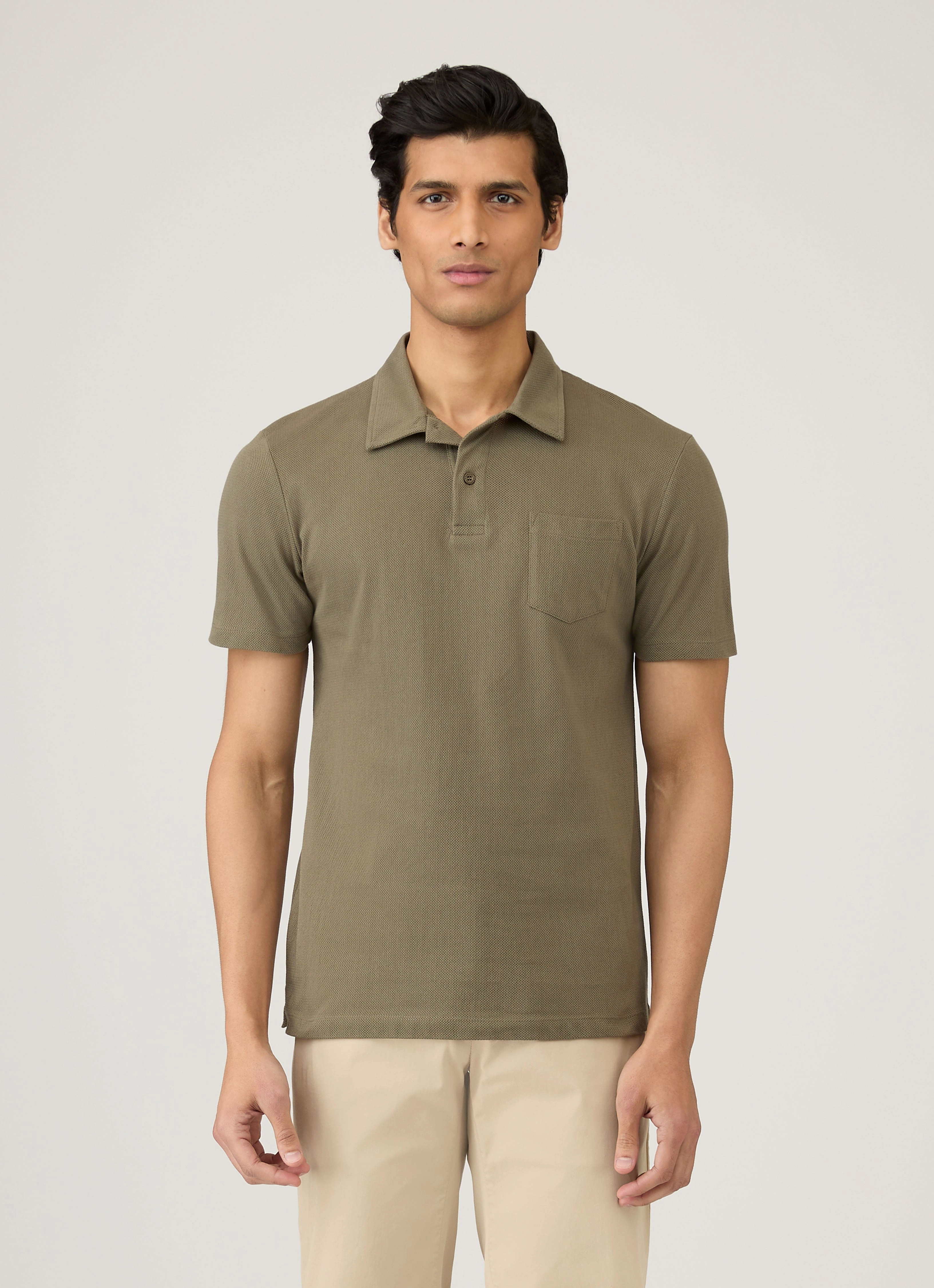 Men's Riviera Polo Shirt in Khaki Original Clothing