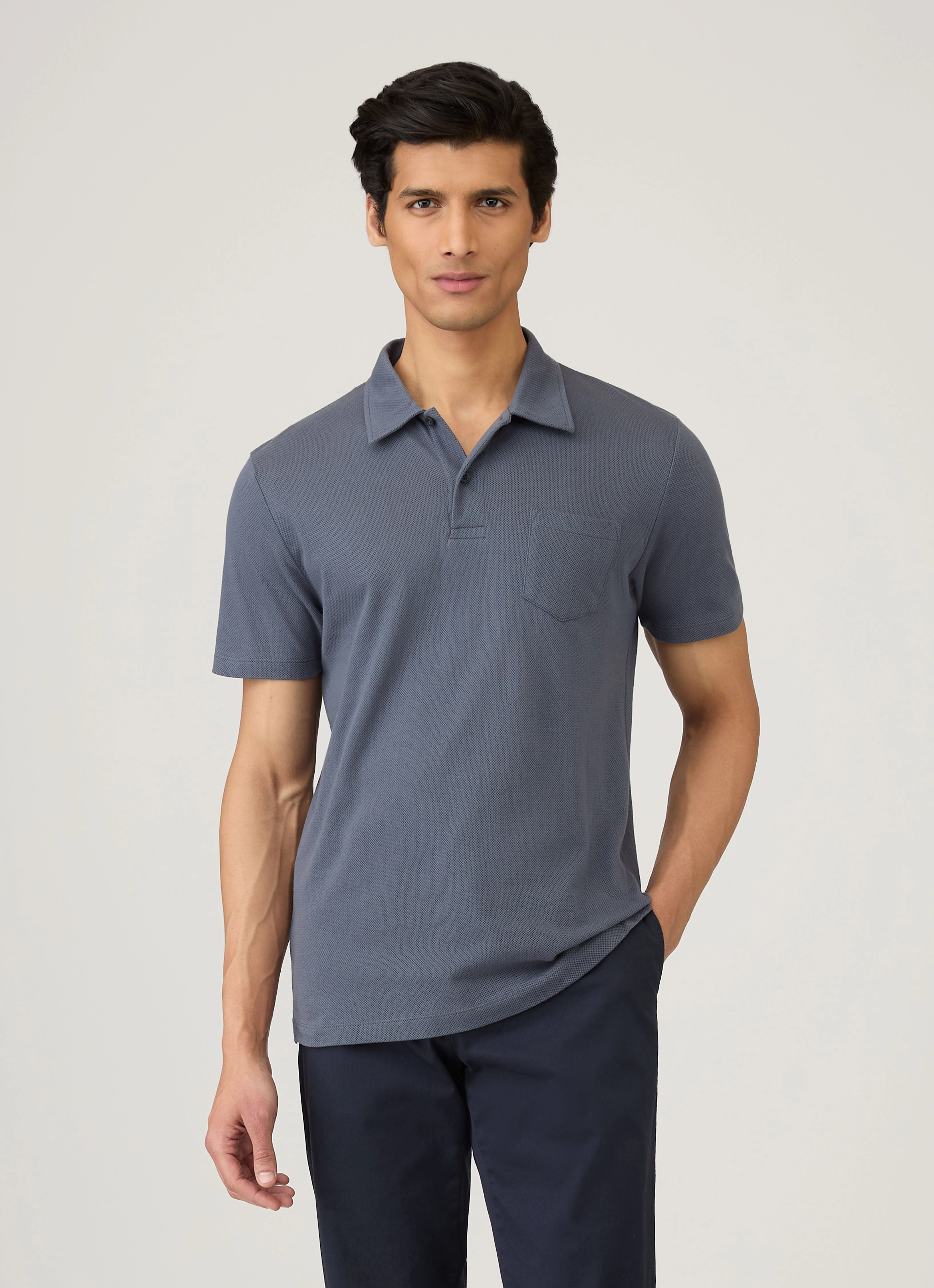 Men's Riviera Polo Shirt in Slate Blue Slim Pick Club