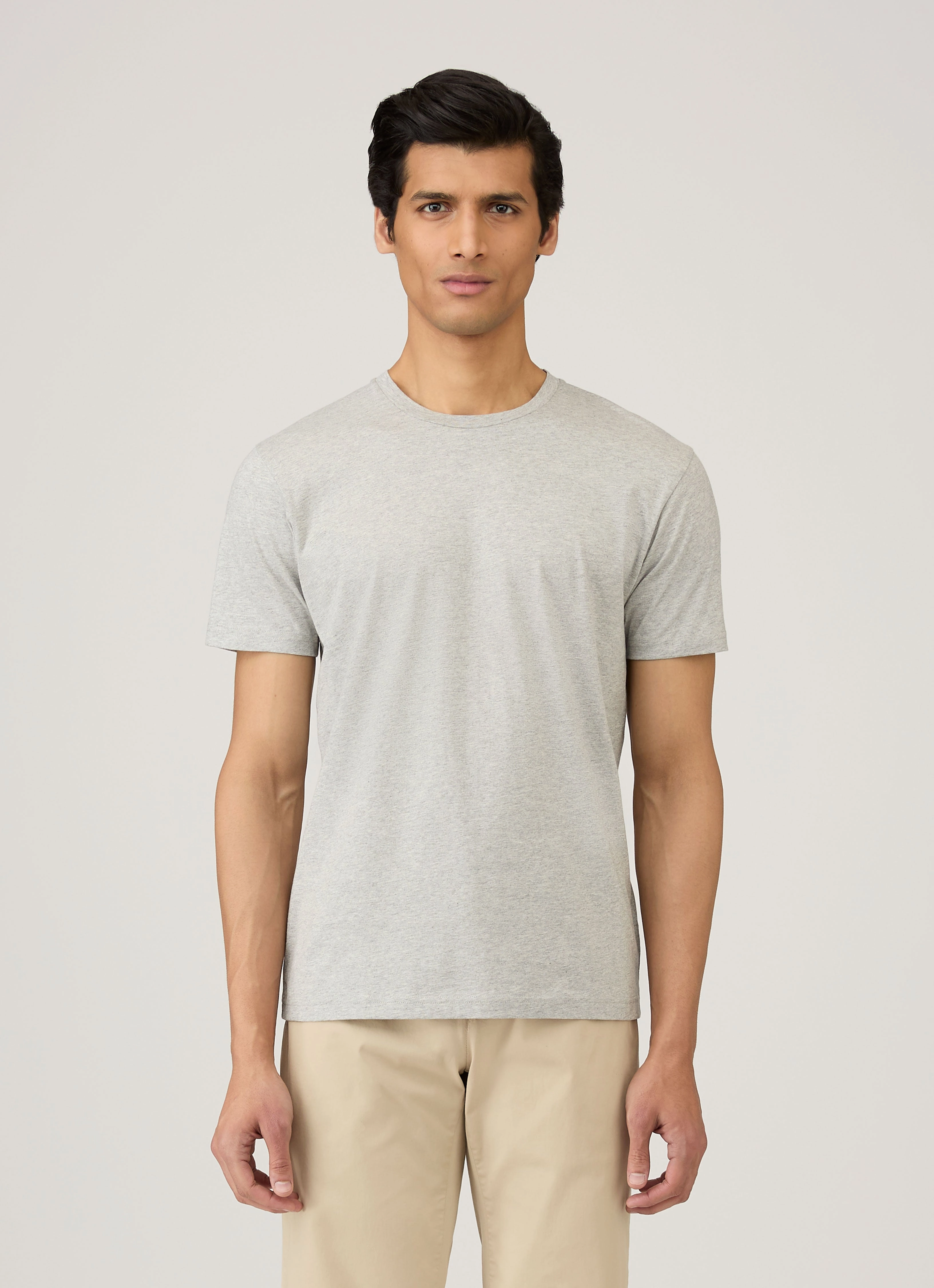 Men's Riviera T-shirt in Grey Melange Slim Style Daily