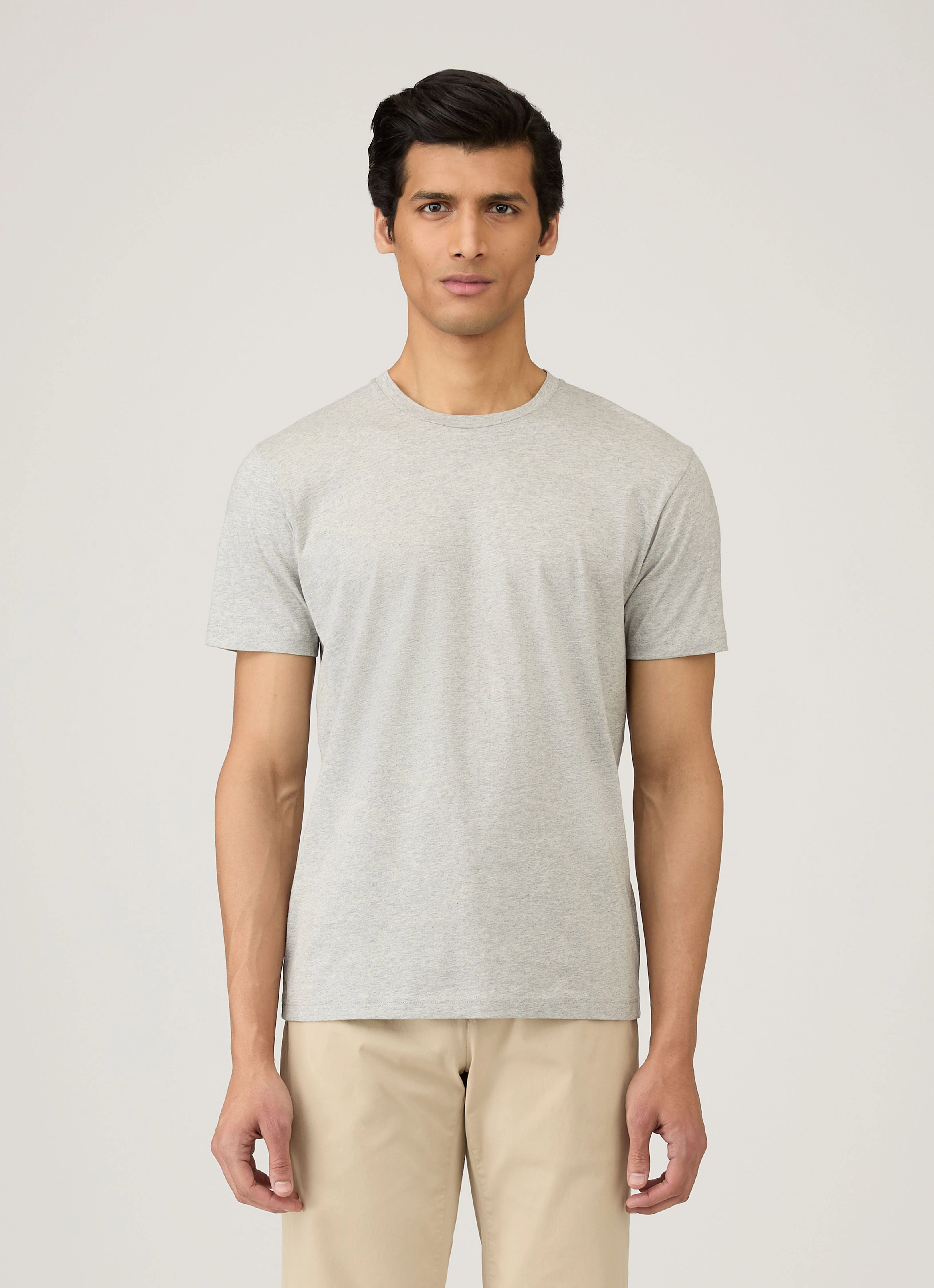 Men's Riviera T-shirt in Grey Melange Slim Style Daily