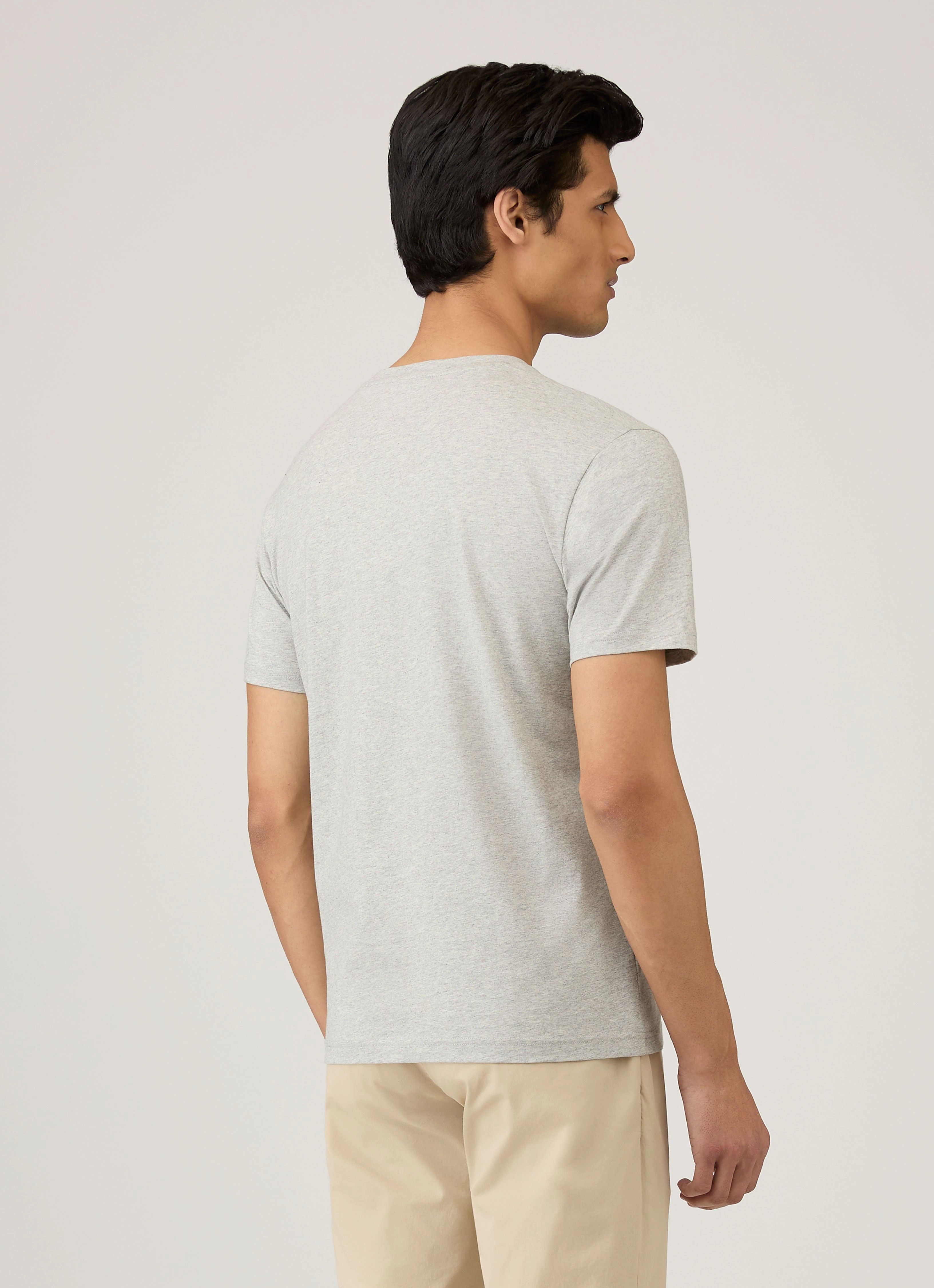 Men's Riviera T-shirt in Grey Melange Slim Style Daily
