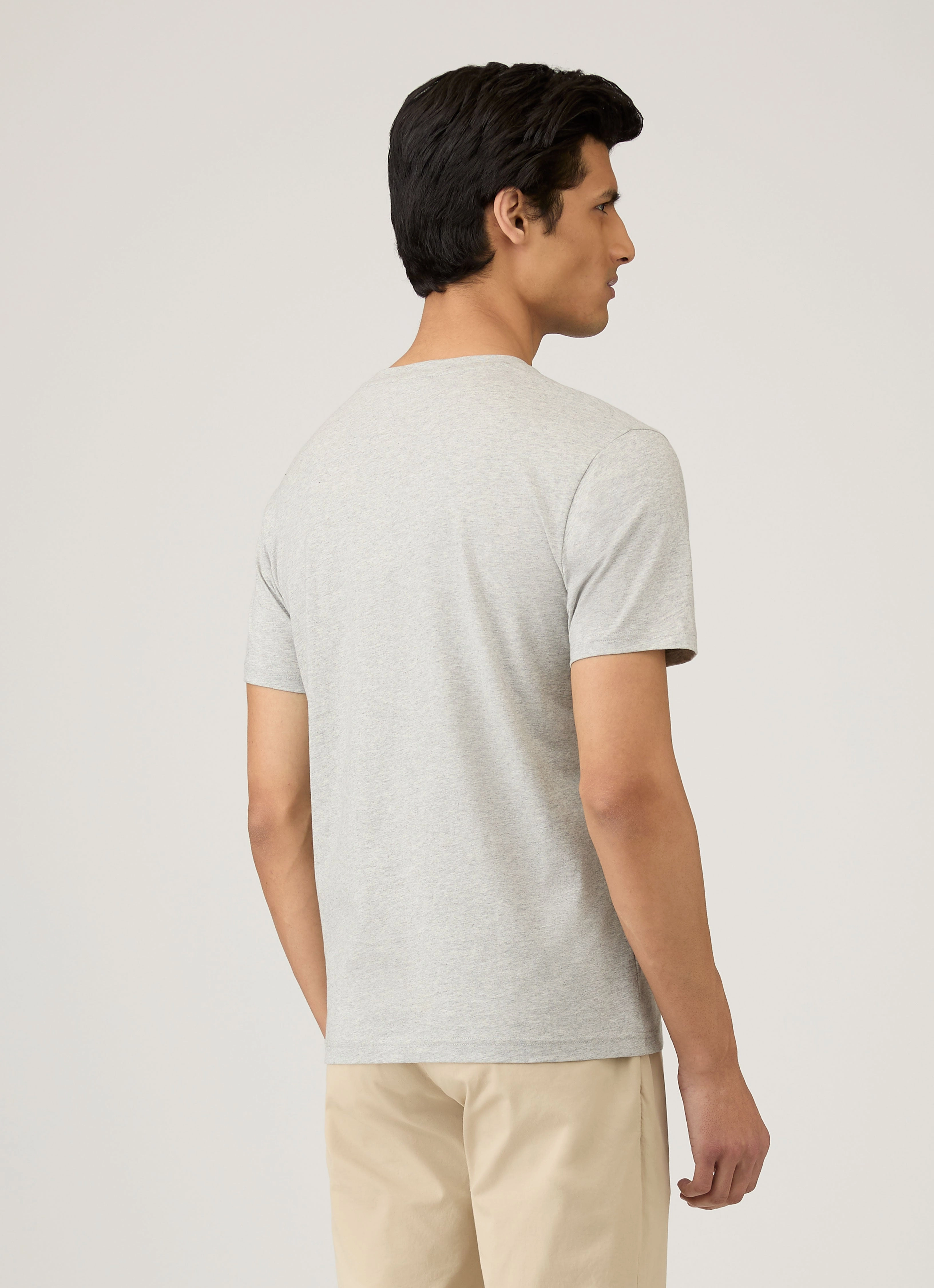 Men's Riviera T-shirt in Grey Melange Slim Style Daily