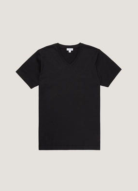 Men's Riviera V-neck T-shirt in Black Travel Casual Modern Pulse