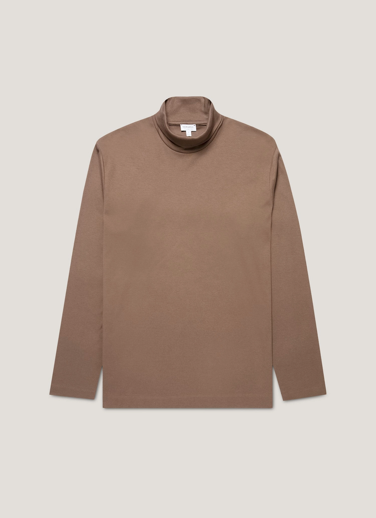 Men's Roll Neck Heavyweight T-shirt in Bark Minimalist Pulse Smart Outfit Ready