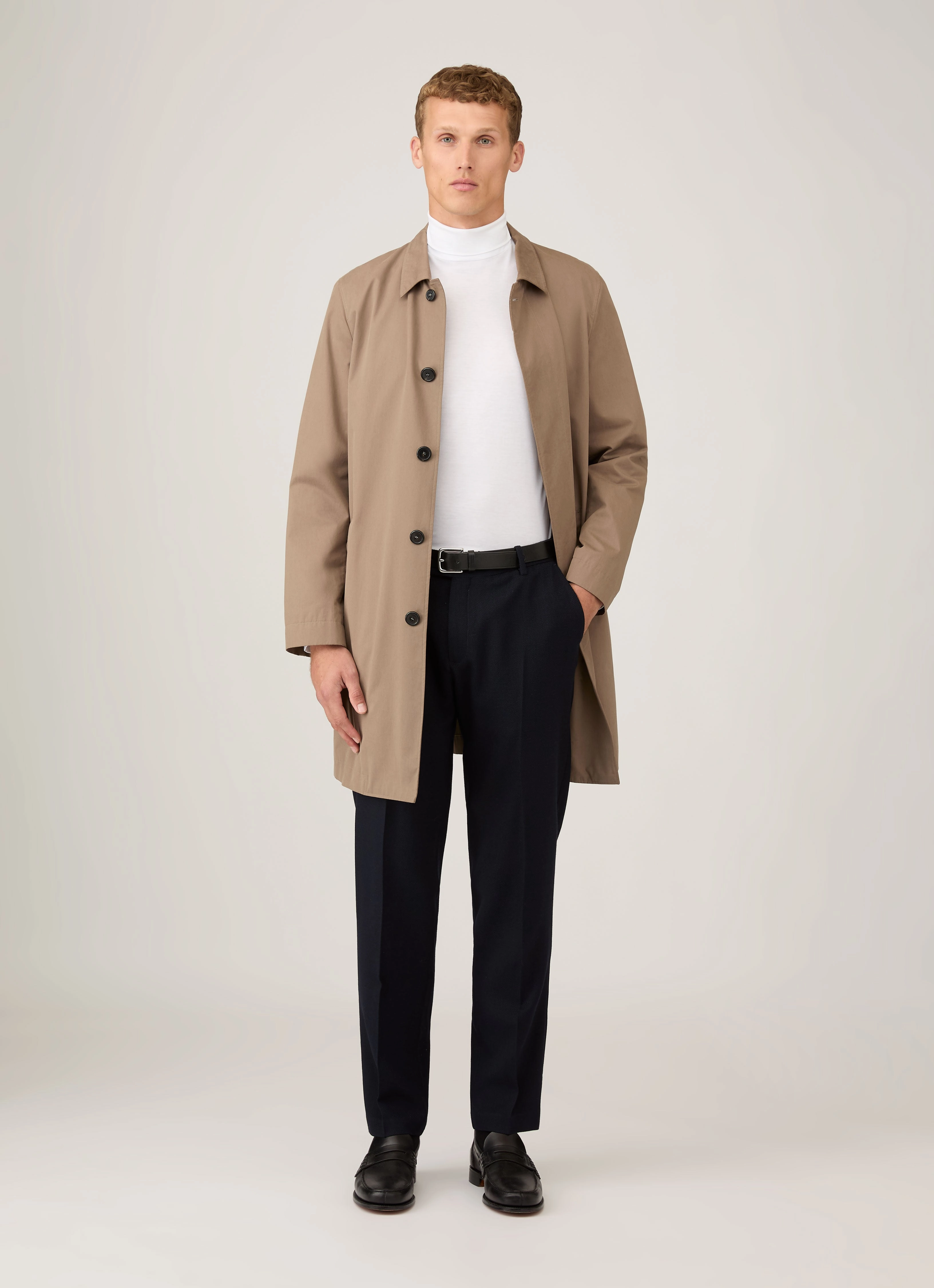 Men's Roll Neck Heavyweight T-shirt in White Essential Edition Club