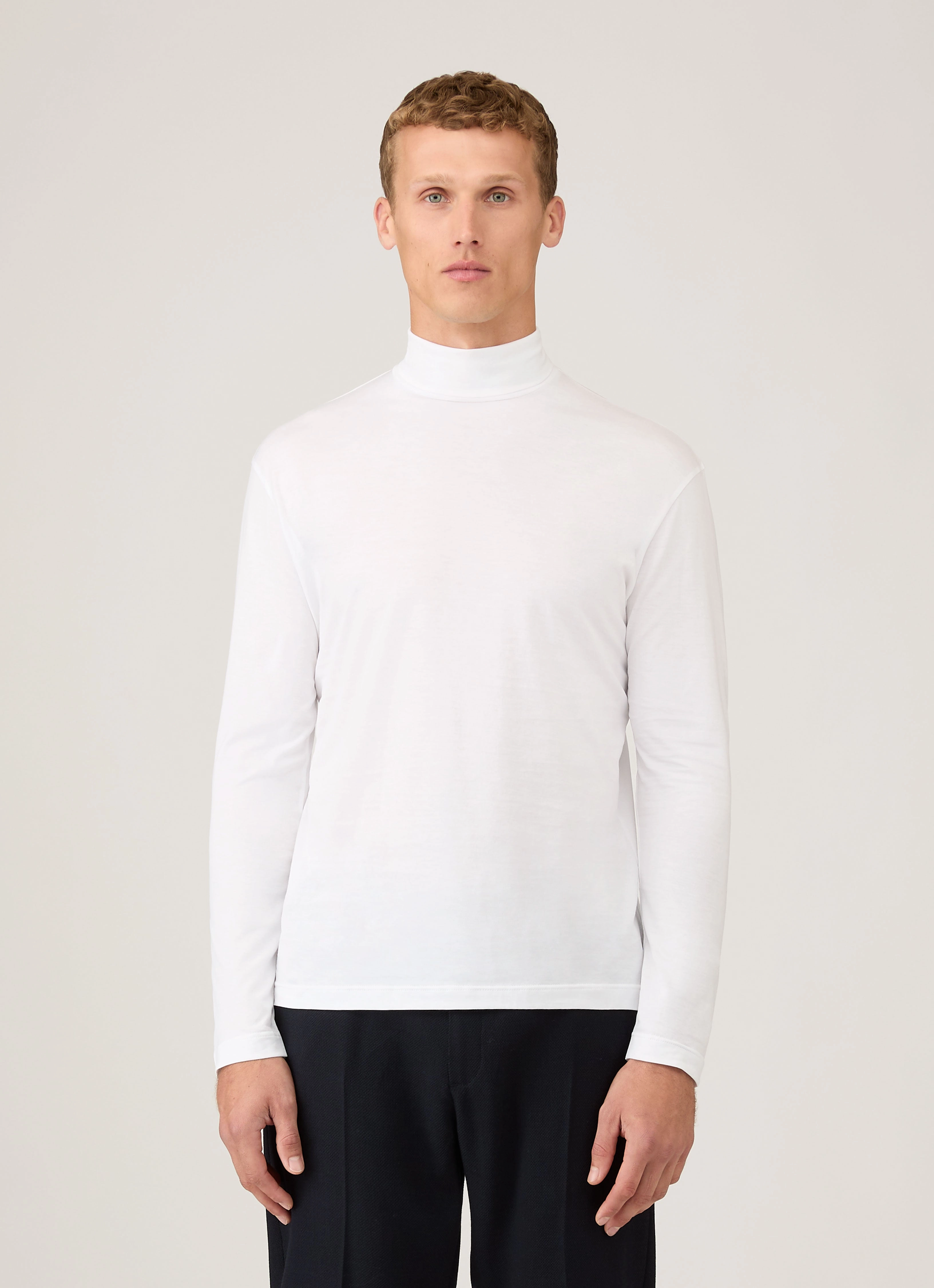 Men's Roll Neck Heavyweight T-shirt in White Essential Edition Club