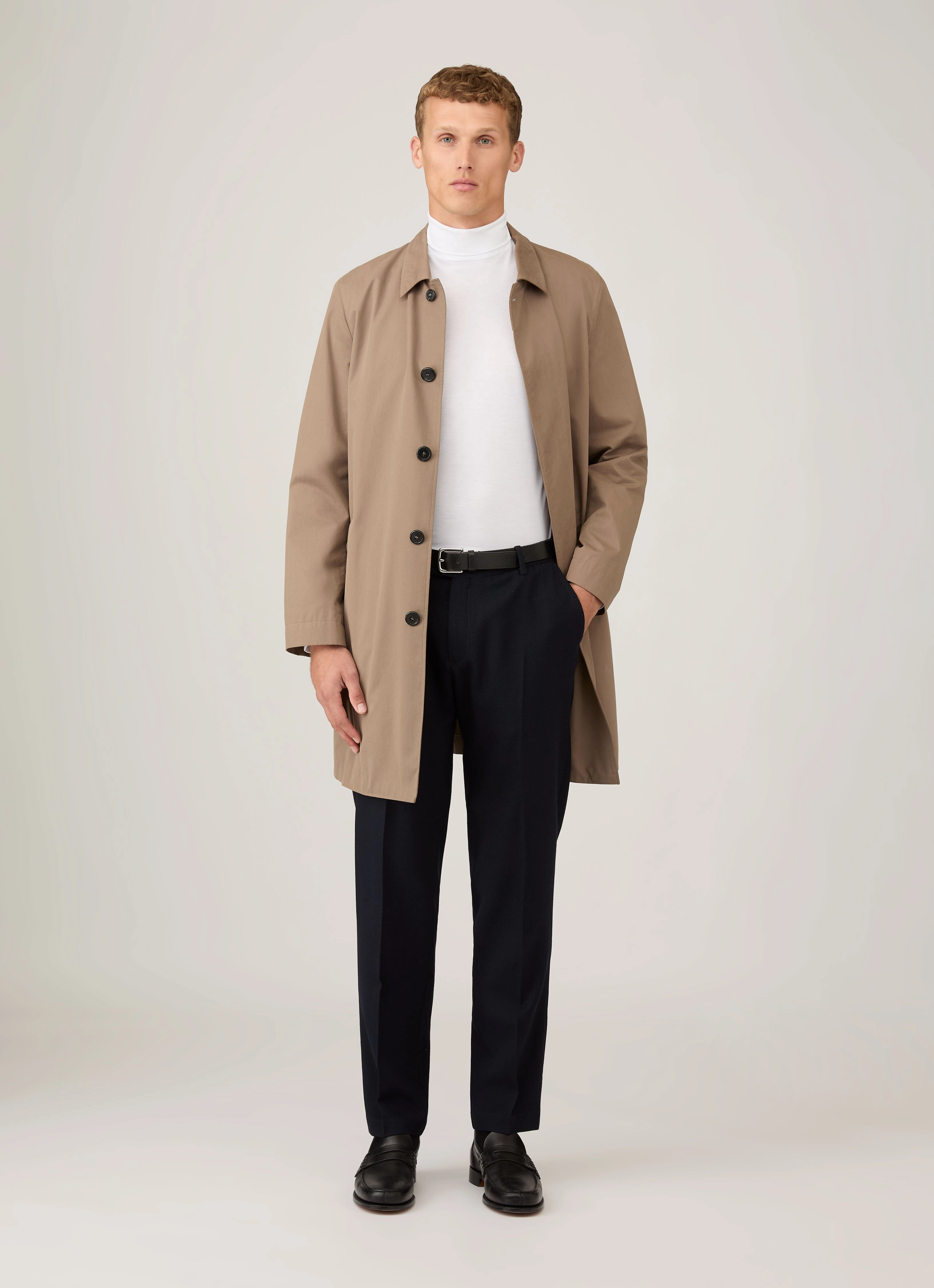 Men's Roll Neck Heavyweight T-shirt in White Essential Edition Club