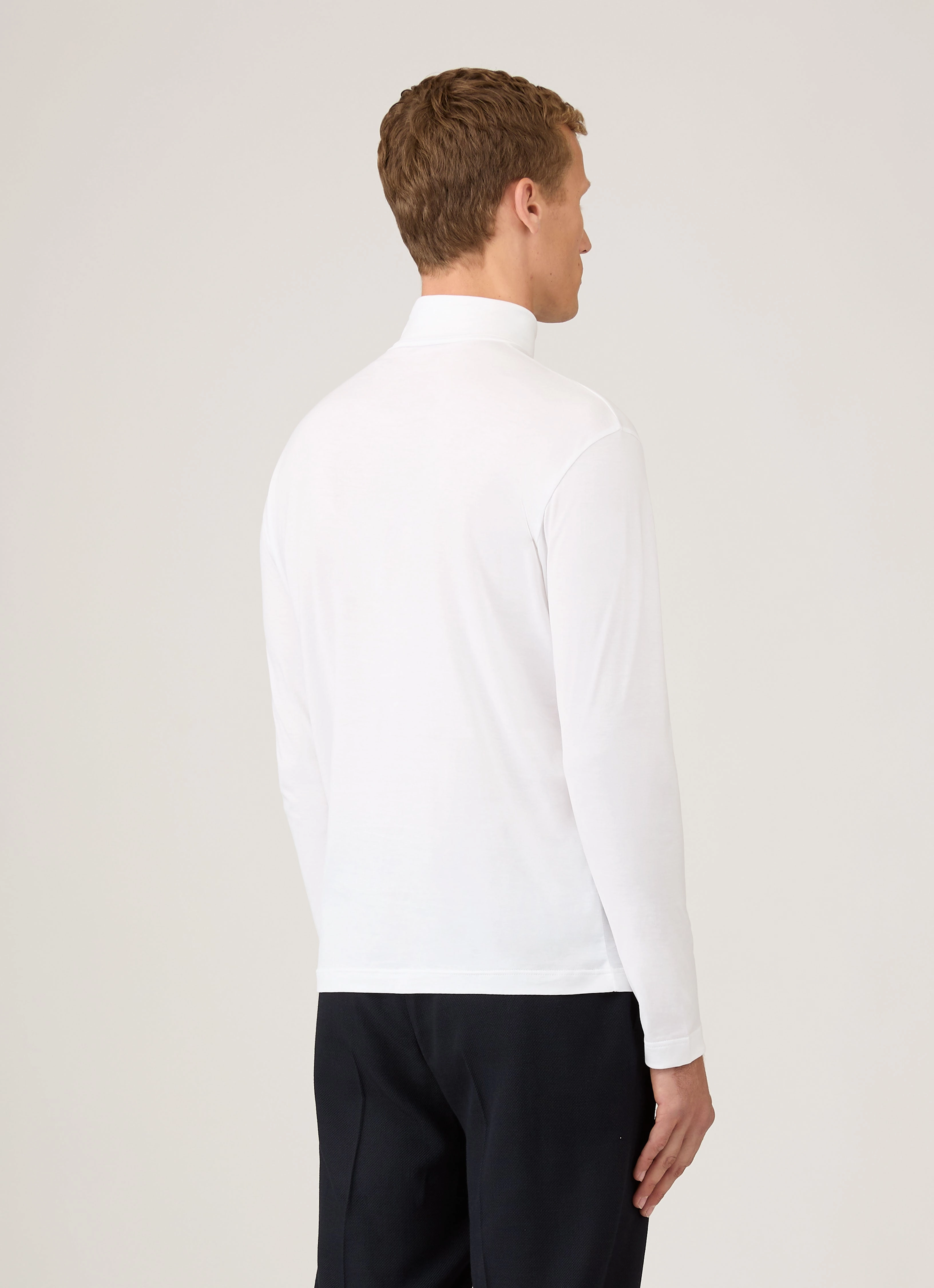 Men's Roll Neck Heavyweight T-shirt in White Essential Edition Club