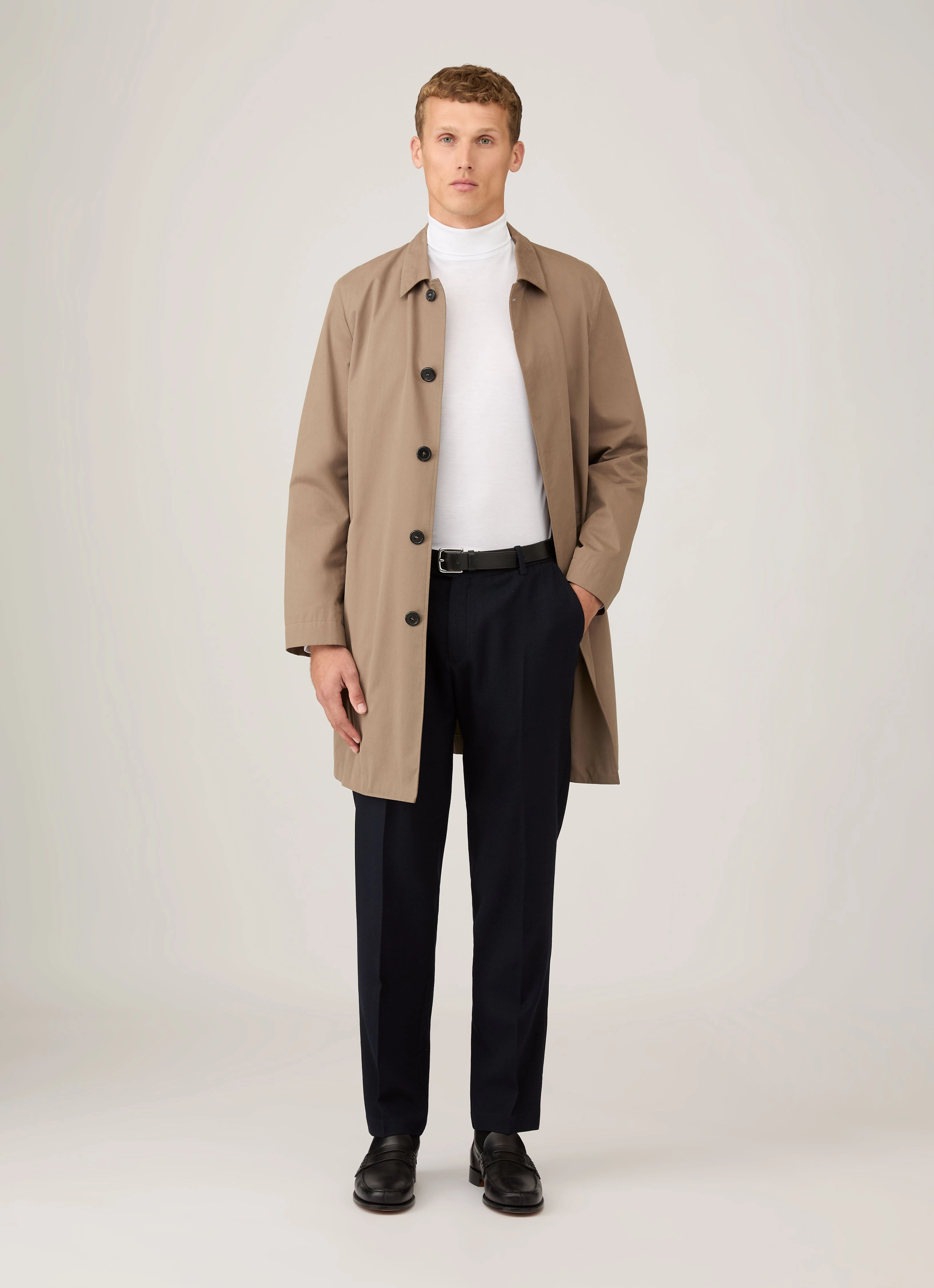 Men's Roll Neck Heavyweight T-shirt in White Essential Edition Club