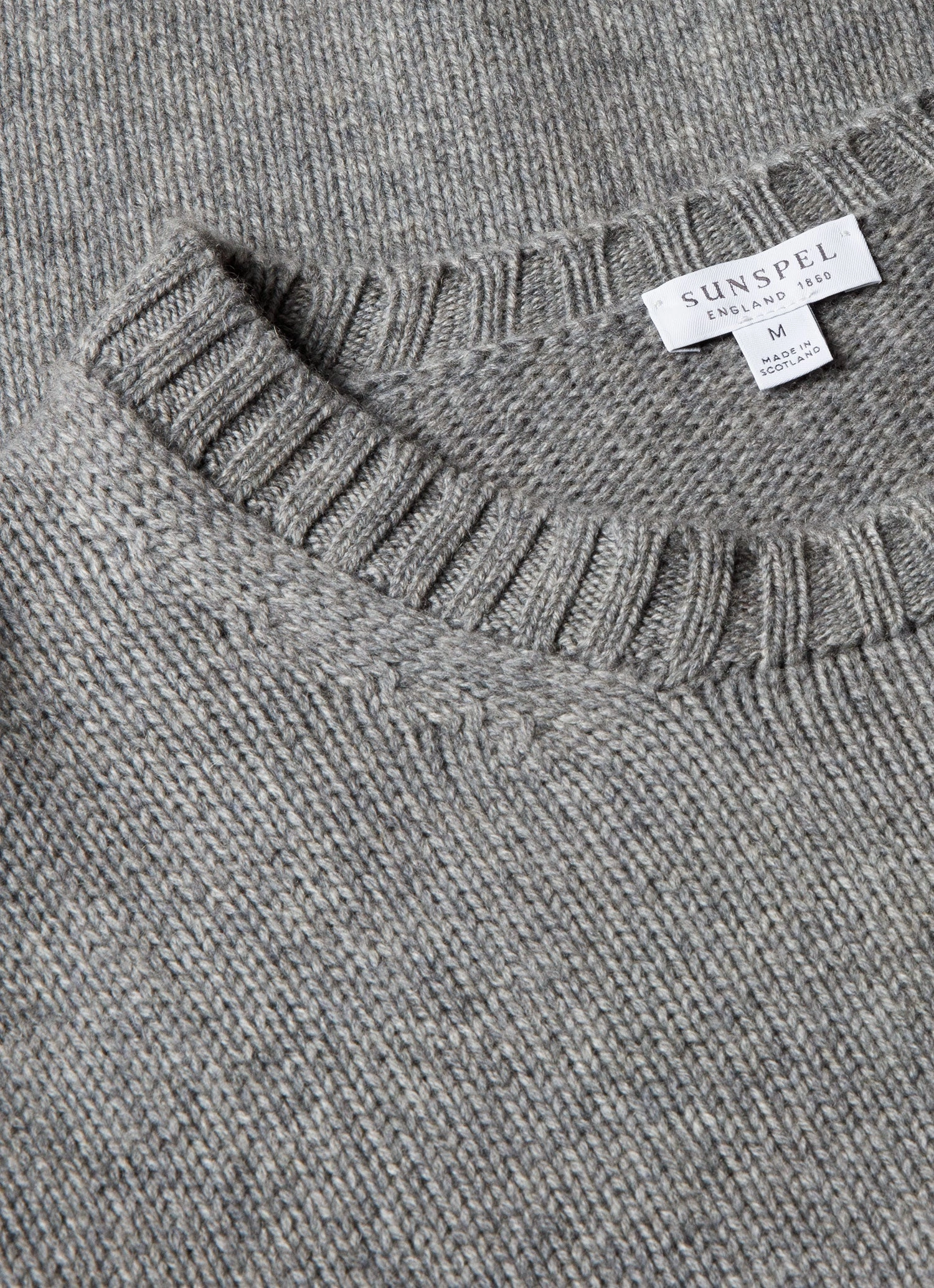 Men's Roxburgh Cashmere Jumper in Mid Grey Melange Durable Fabric