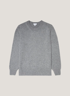 Sweater for layering Warm Men's Roxburgh Cashmere Jumper in Mid Grey Melange