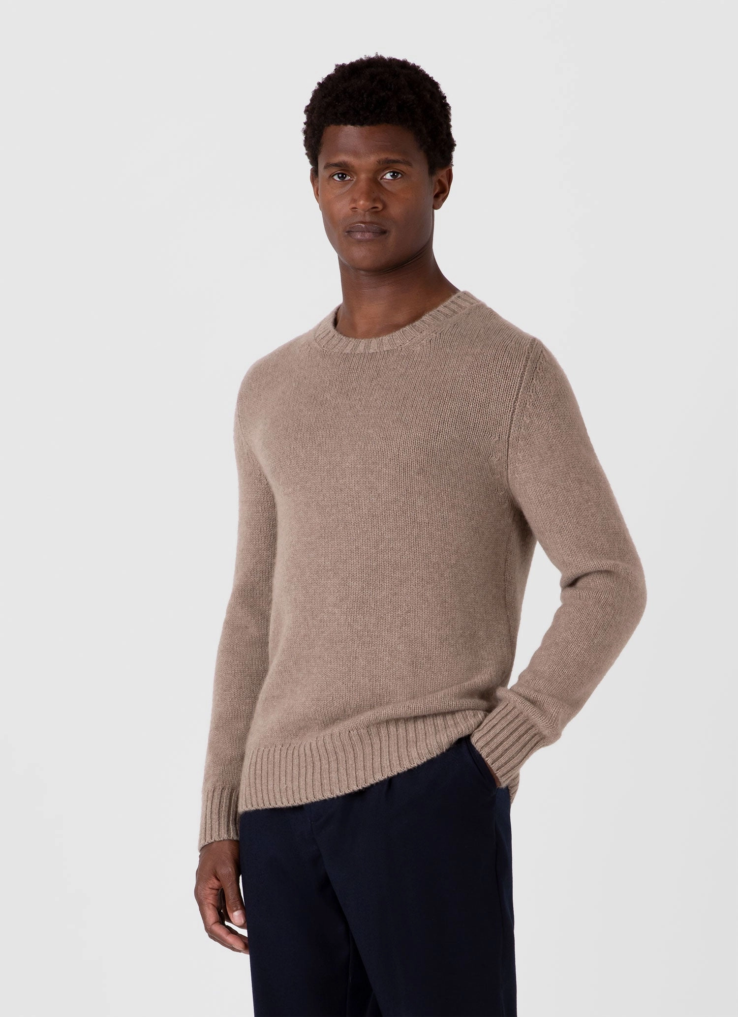 Men's Roxburgh Cashmere Jumper in Natural Brown Business casual