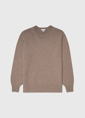 Relaxed fit knit Men's Roxburgh Cashmere Jumper in Natural Brown