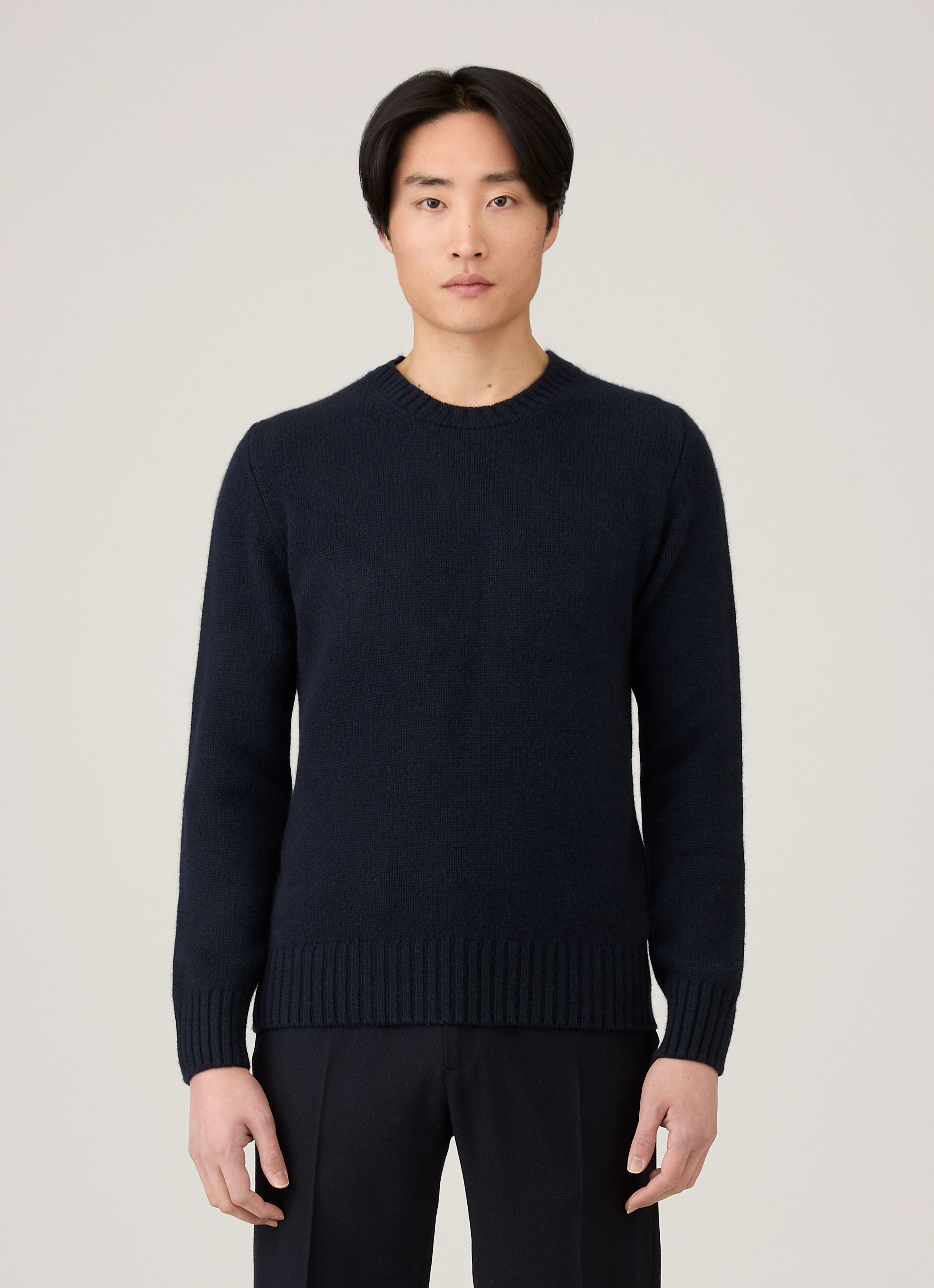Men's Roxburgh Cashmere Jumper in Navy Puffy Shaped