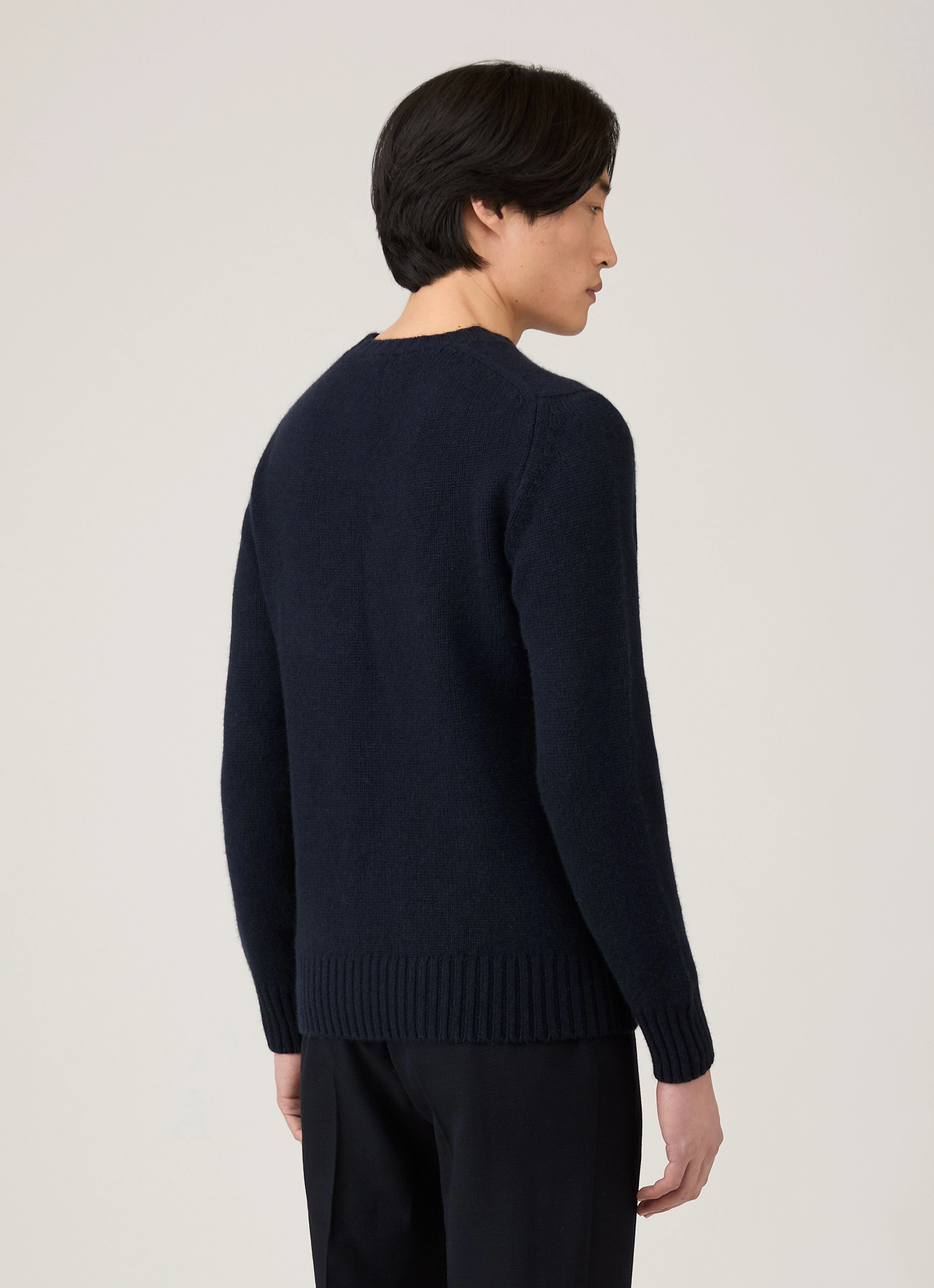 Men's Roxburgh Cashmere Jumper in Navy Puffy Shaped