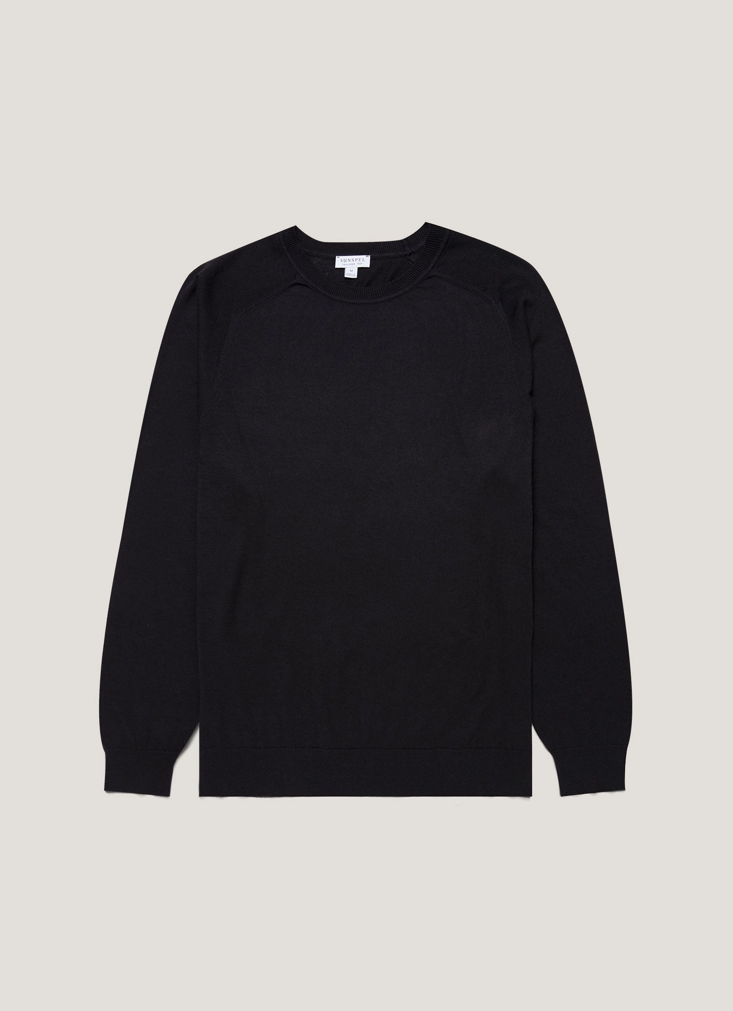 Comfortable wool piece Warm layering sweater Men's Sea Island Cashmere Crew Neck Jumper in Black