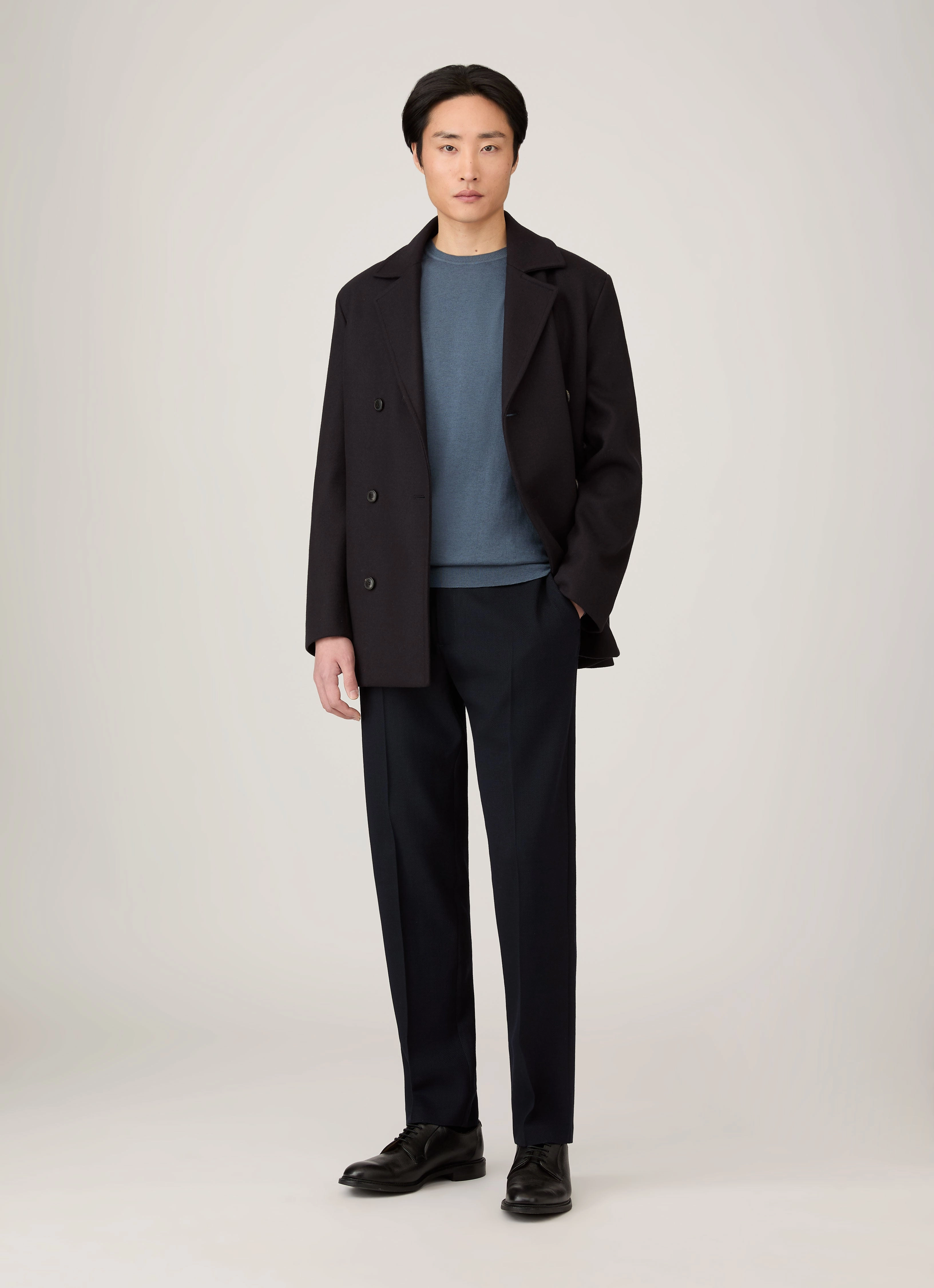 Men's Sea Island Cashmere Crew Neck Jumper in Slate Blue Trendy Design