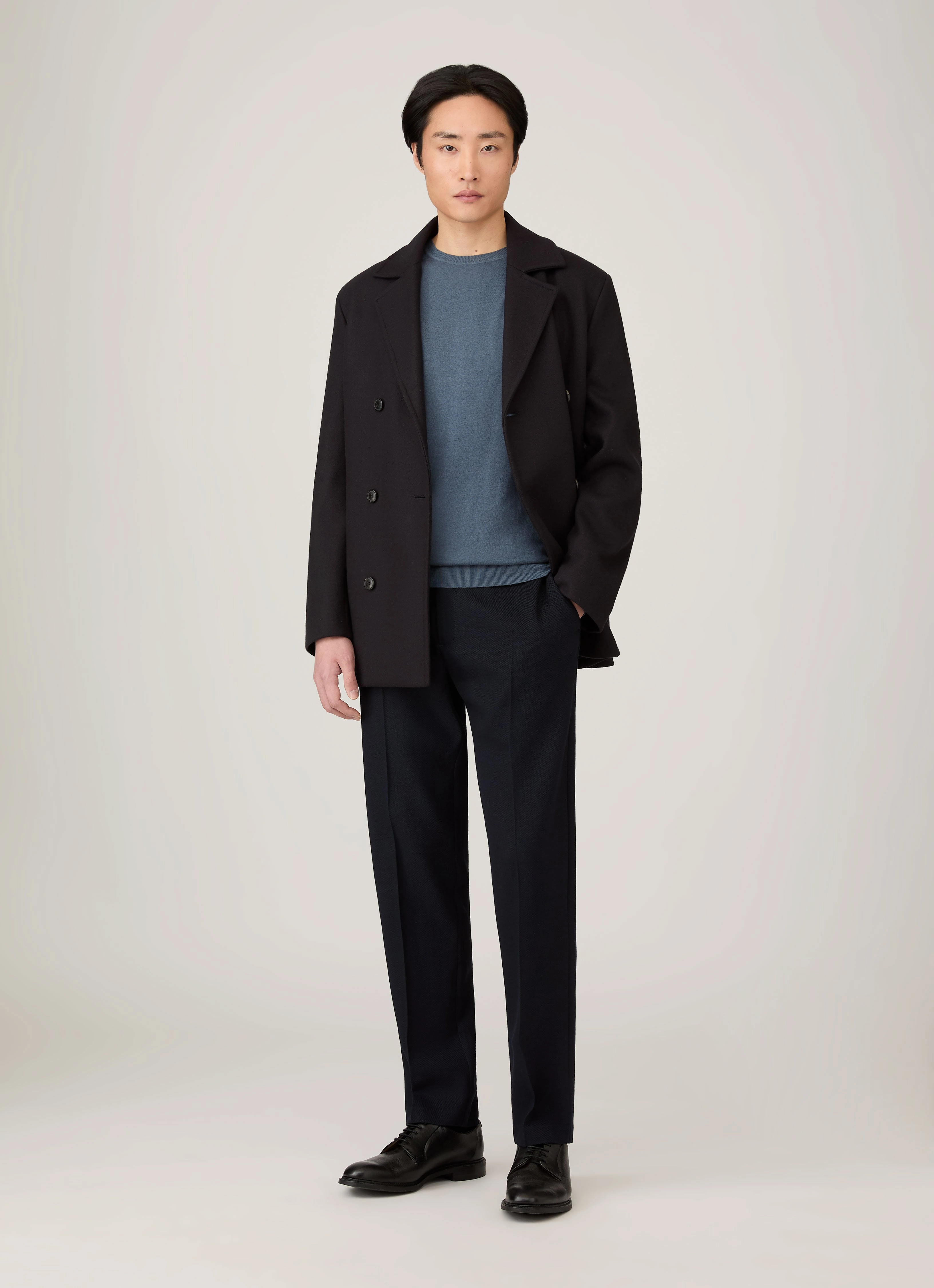 Men's Sea Island Cashmere Crew Neck Jumper in Slate Blue Trendy Design