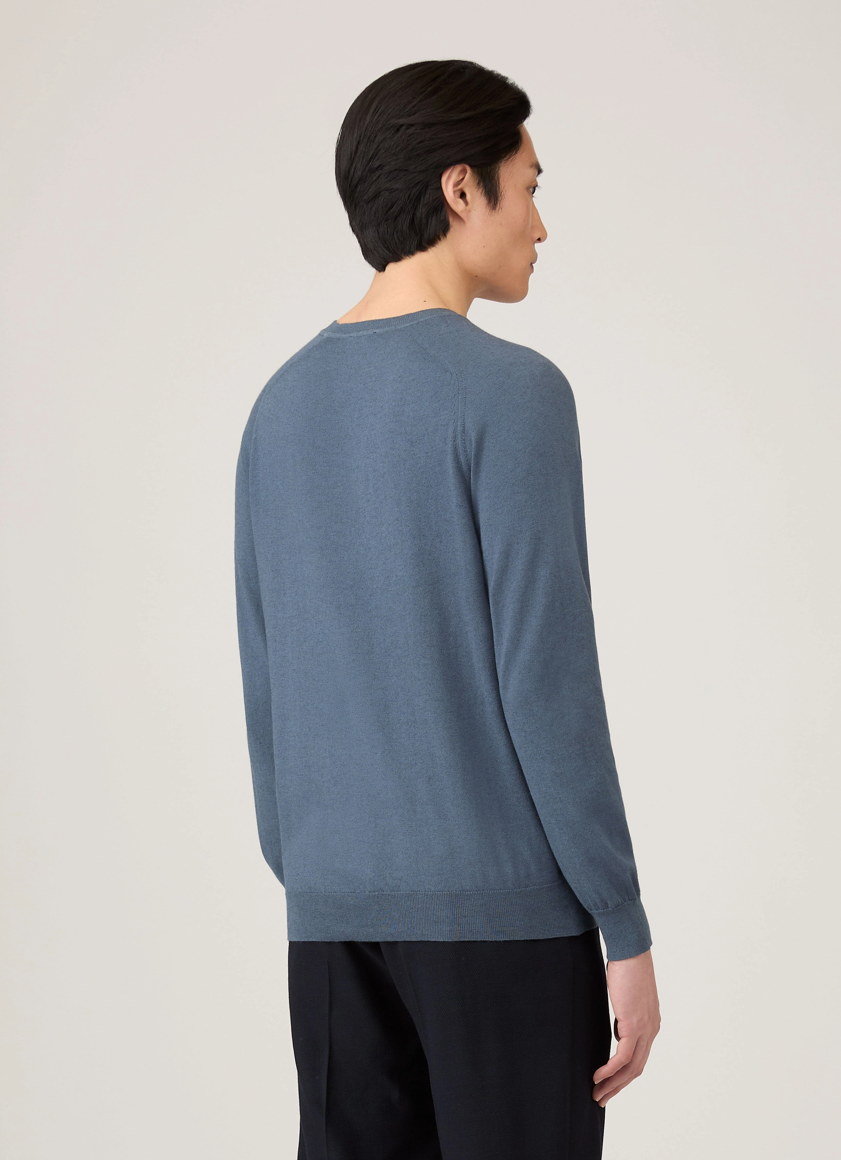 Men's Sea Island Cashmere Crew Neck Jumper in Slate Blue Trendy Design