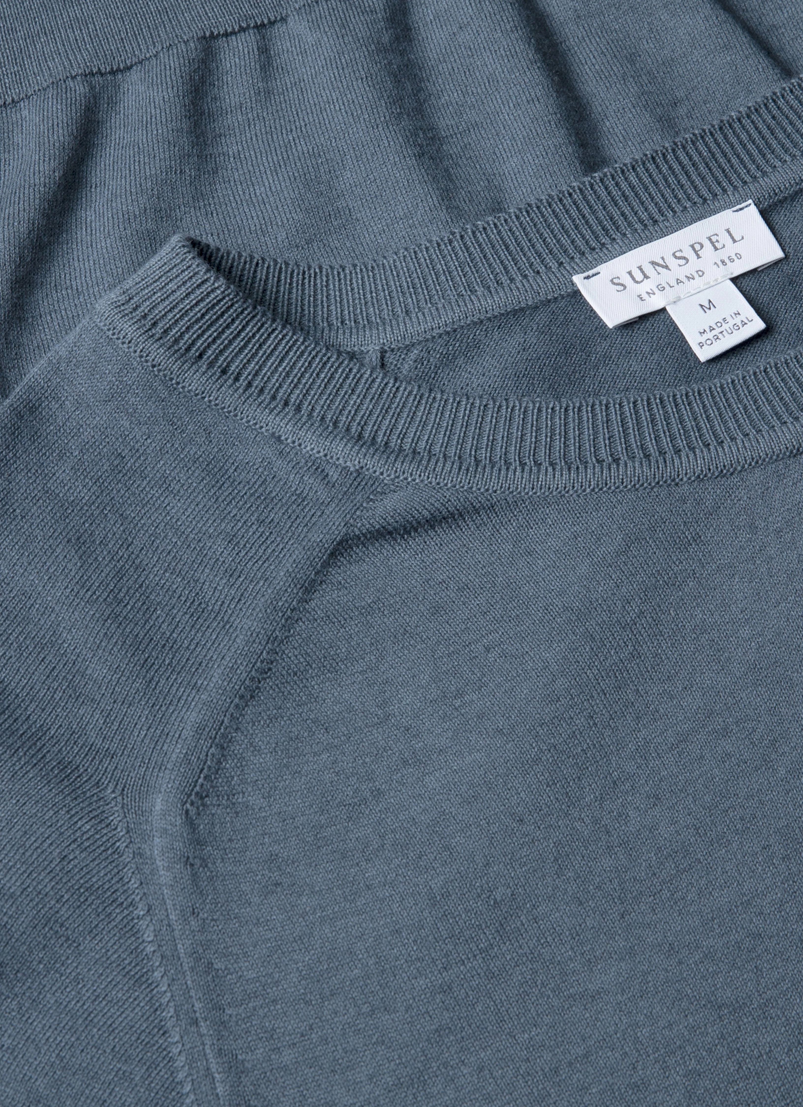 Men's Sea Island Cashmere Crew Neck Jumper in Slate Blue Trendy Design