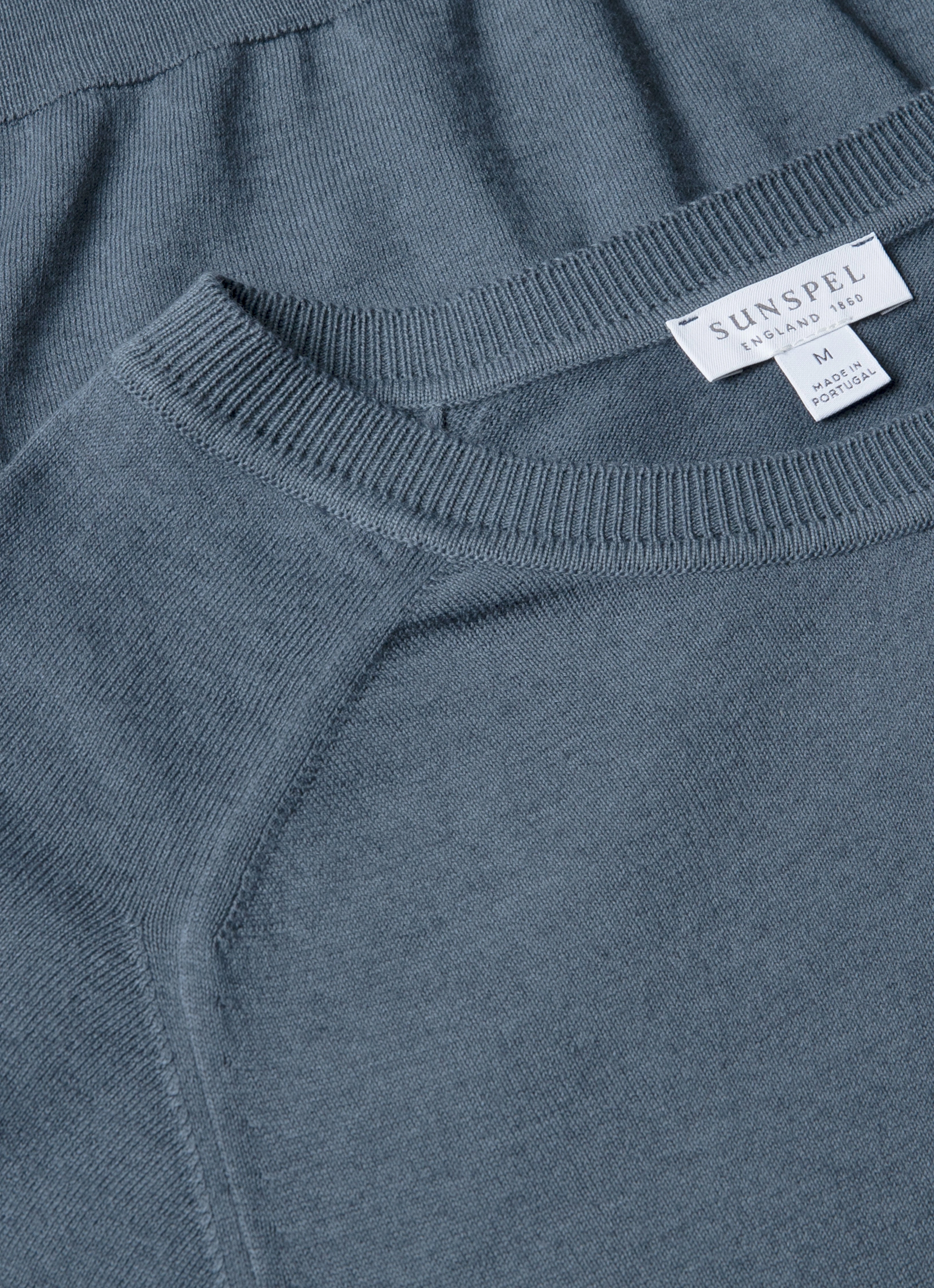 Men's Sea Island Cashmere Crew Neck Jumper in Slate Blue Trendy Design