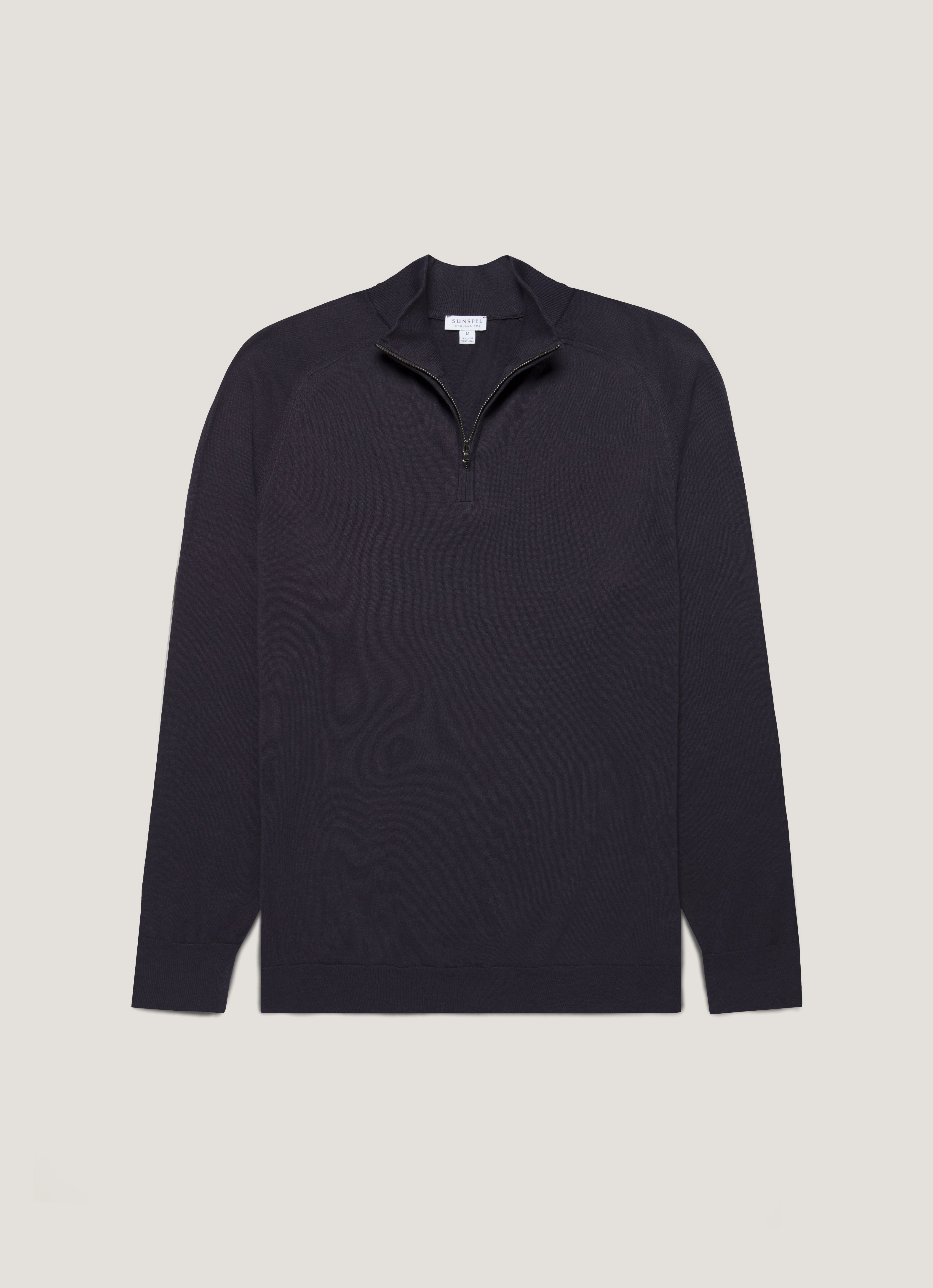 Lightweight pullover Men's Sea Island Cashmere Half Zip in Midnight Navy