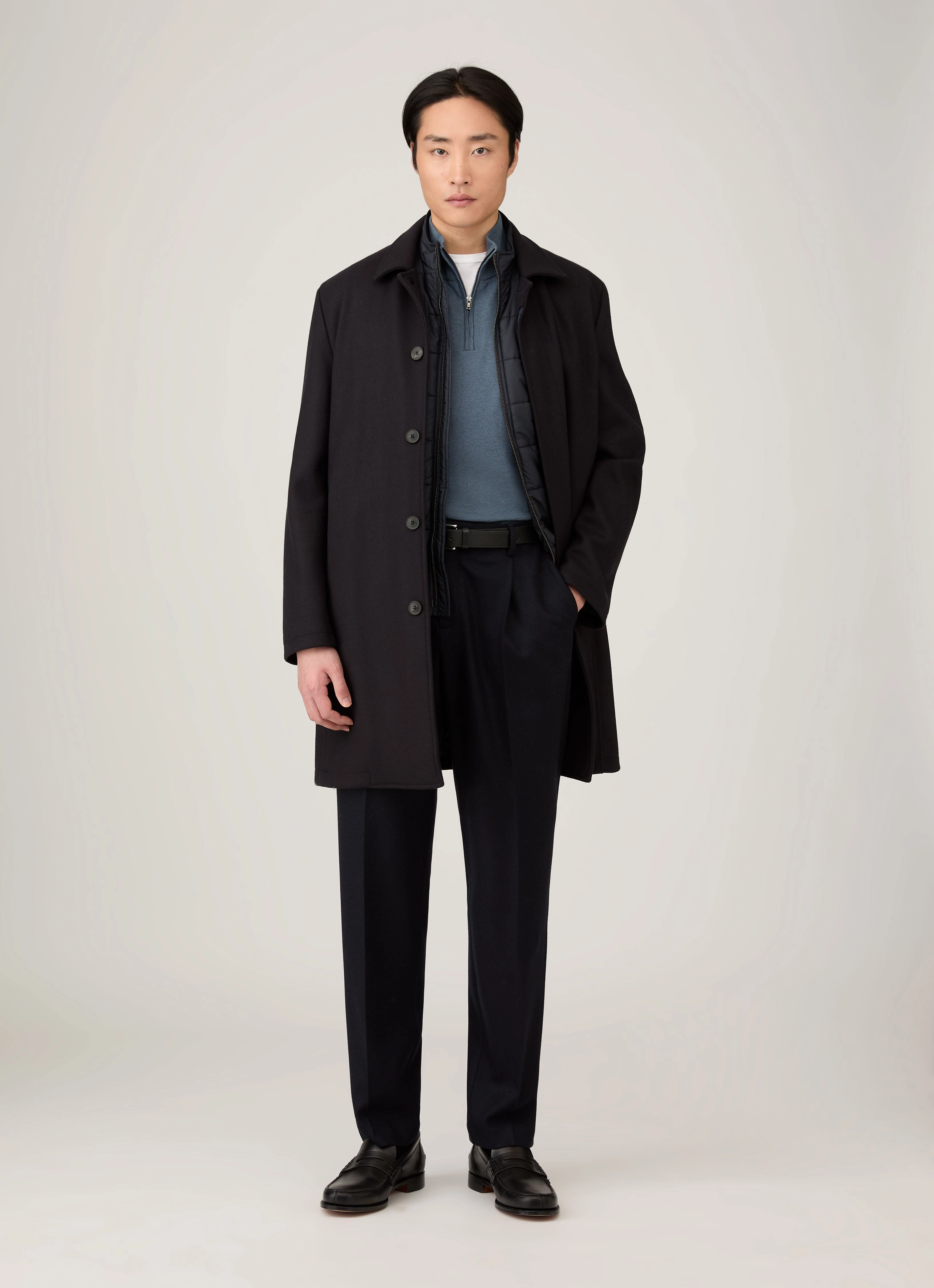 Men's Sea Island Cashmere Half Zip in Slate Blue Trendy Design