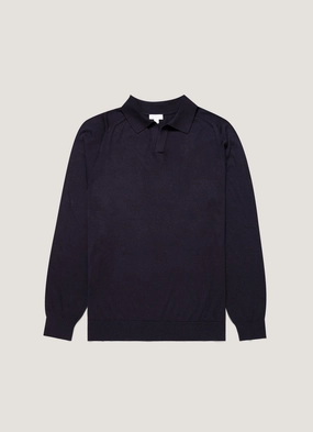 Men's Sea Island Cashmere Polo Shirt in Midnight Navy Essential winter wear