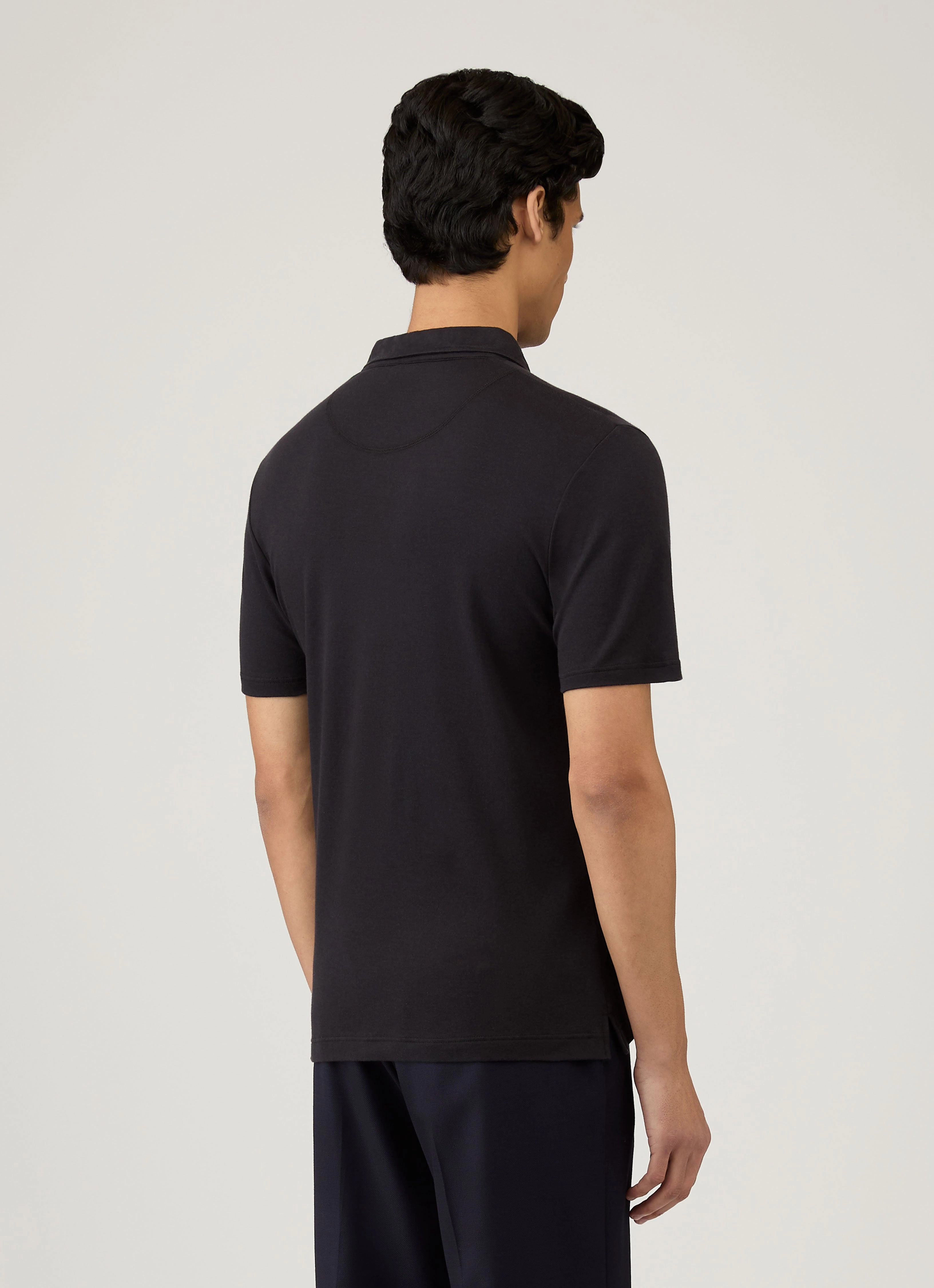 Men's Sea Island Cotton Jersey Polo Shirt in Black Dynamic Pick Casual