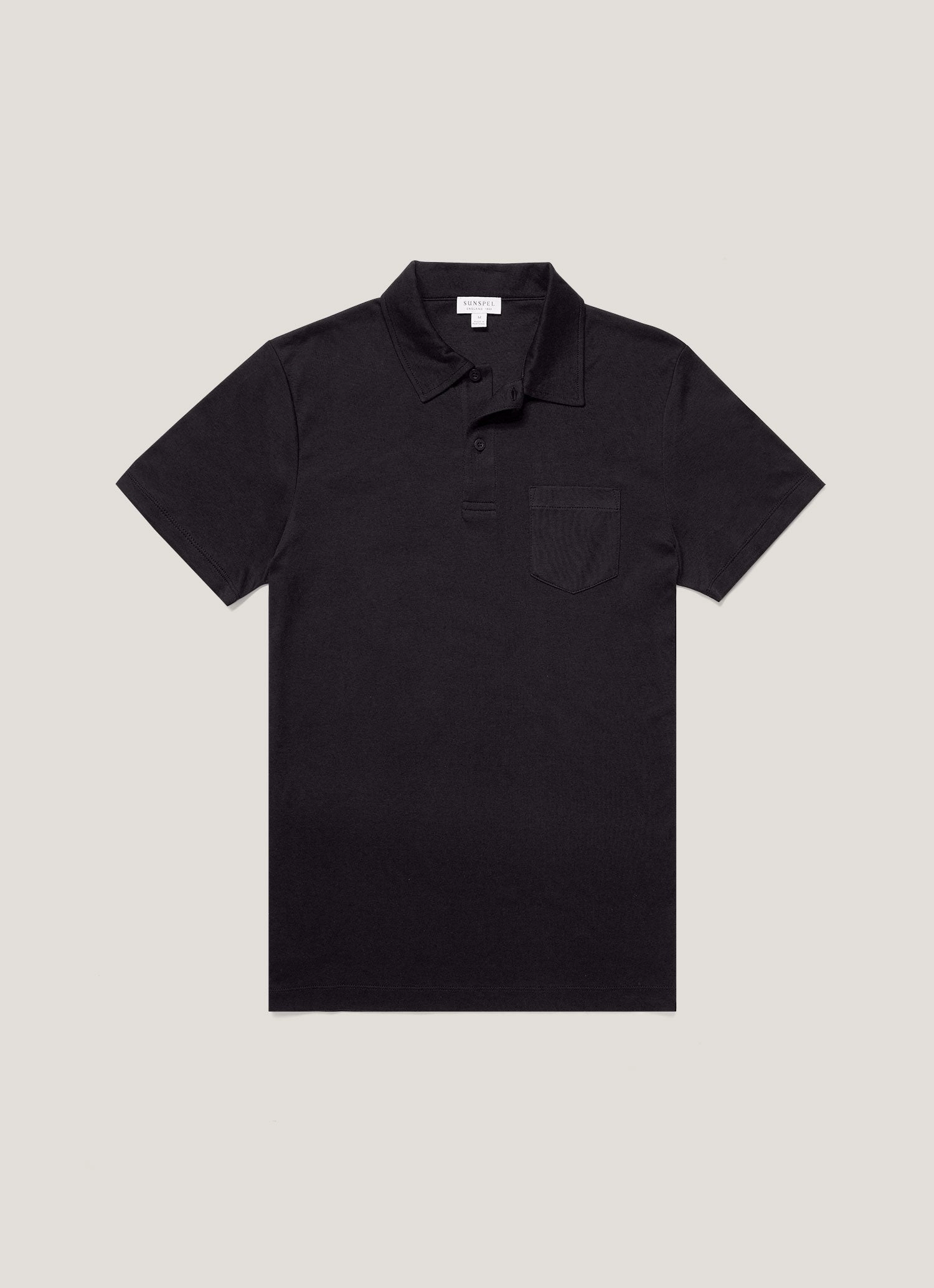 Men's Sea Island Cotton Jersey Polo Shirt in Black Relaxed outdoor shirt Urban Wave
