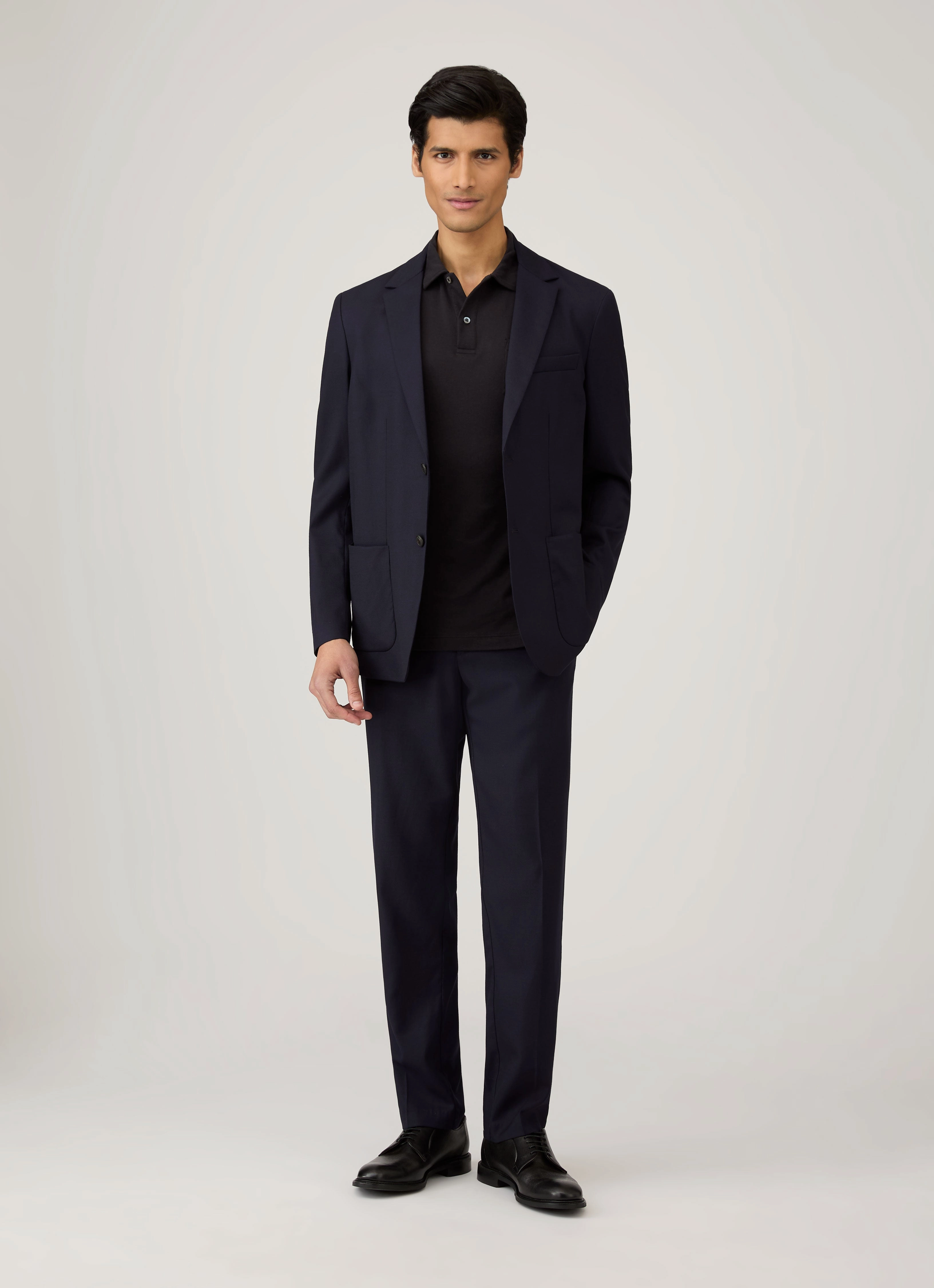 Men's Sea Island Cotton Jersey Polo Shirt in Black Dynamic Pick Casual