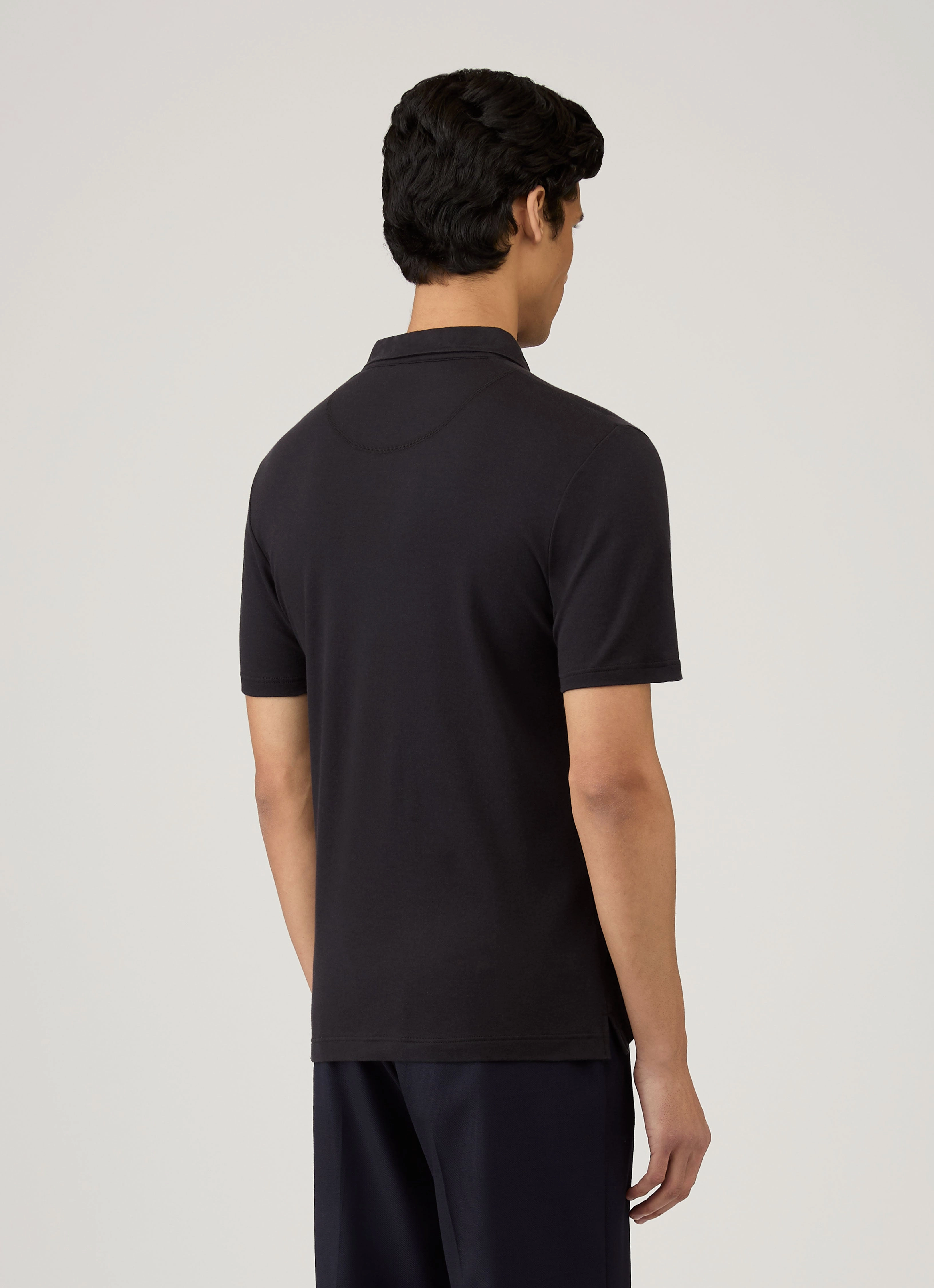 Men's Sea Island Cotton Jersey Polo Shirt in Black Dynamic Pick Casual