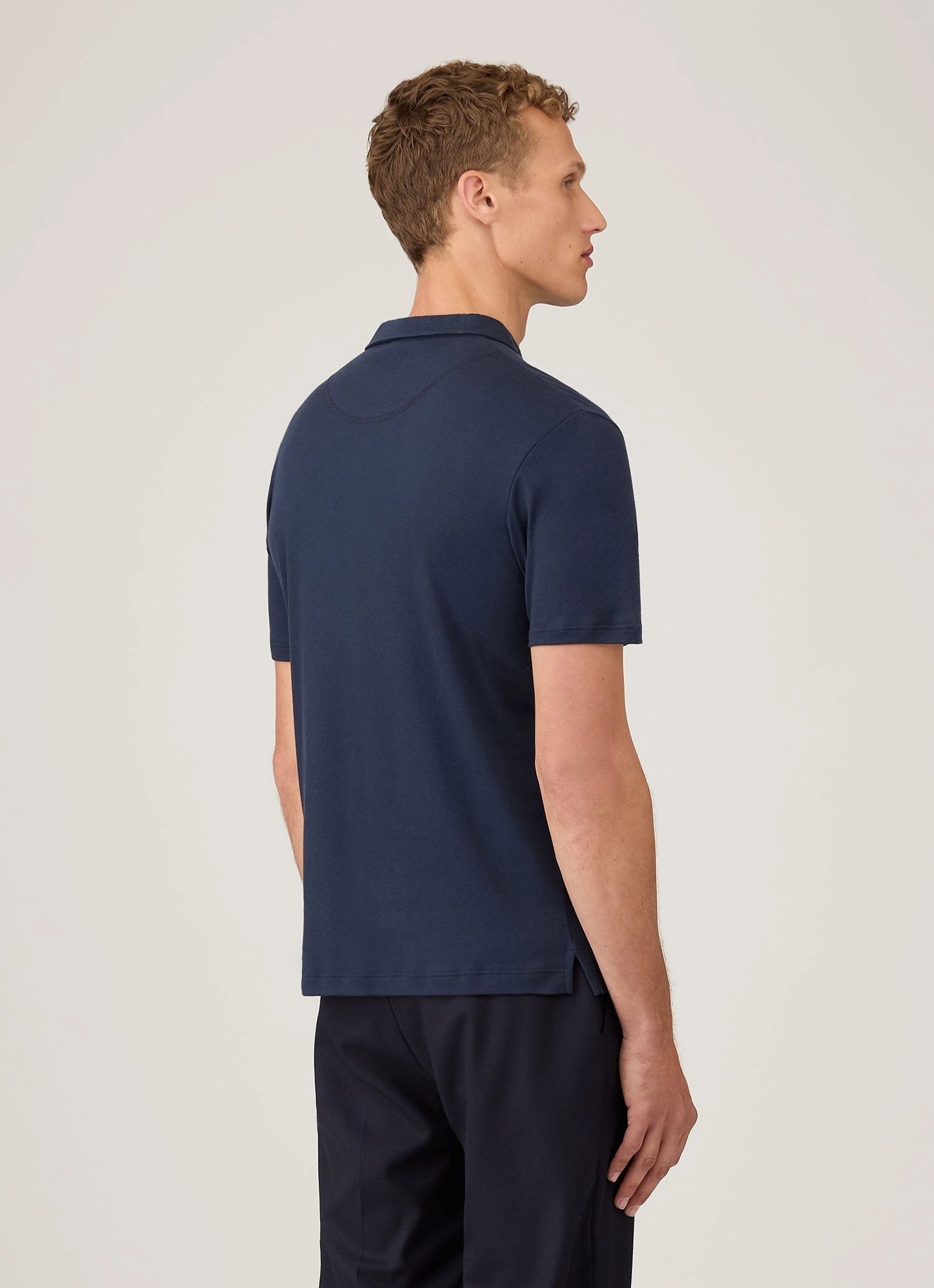 Men's Sea Island Cotton Jersey Polo Shirt in Navy Sporty Edition Lounge