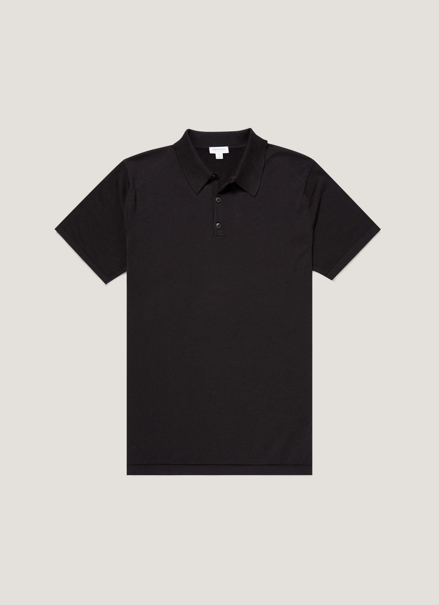 Men's Sea Island Cotton Knit Polo Shirt in Black Essential Trend Minimal Daily Look
