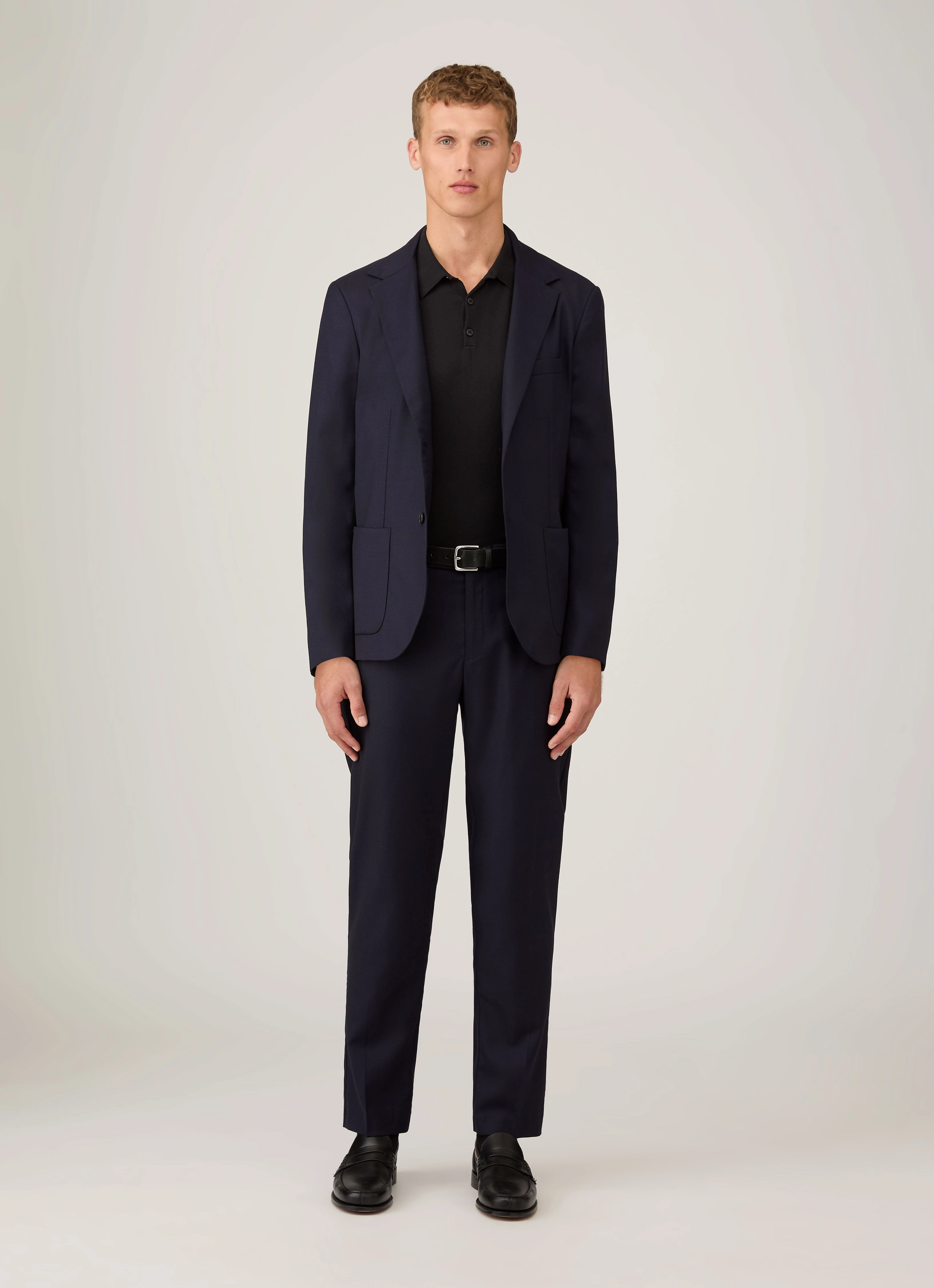 Men's Sea Island Cotton Knit Polo Shirt in Black Vintage Trend