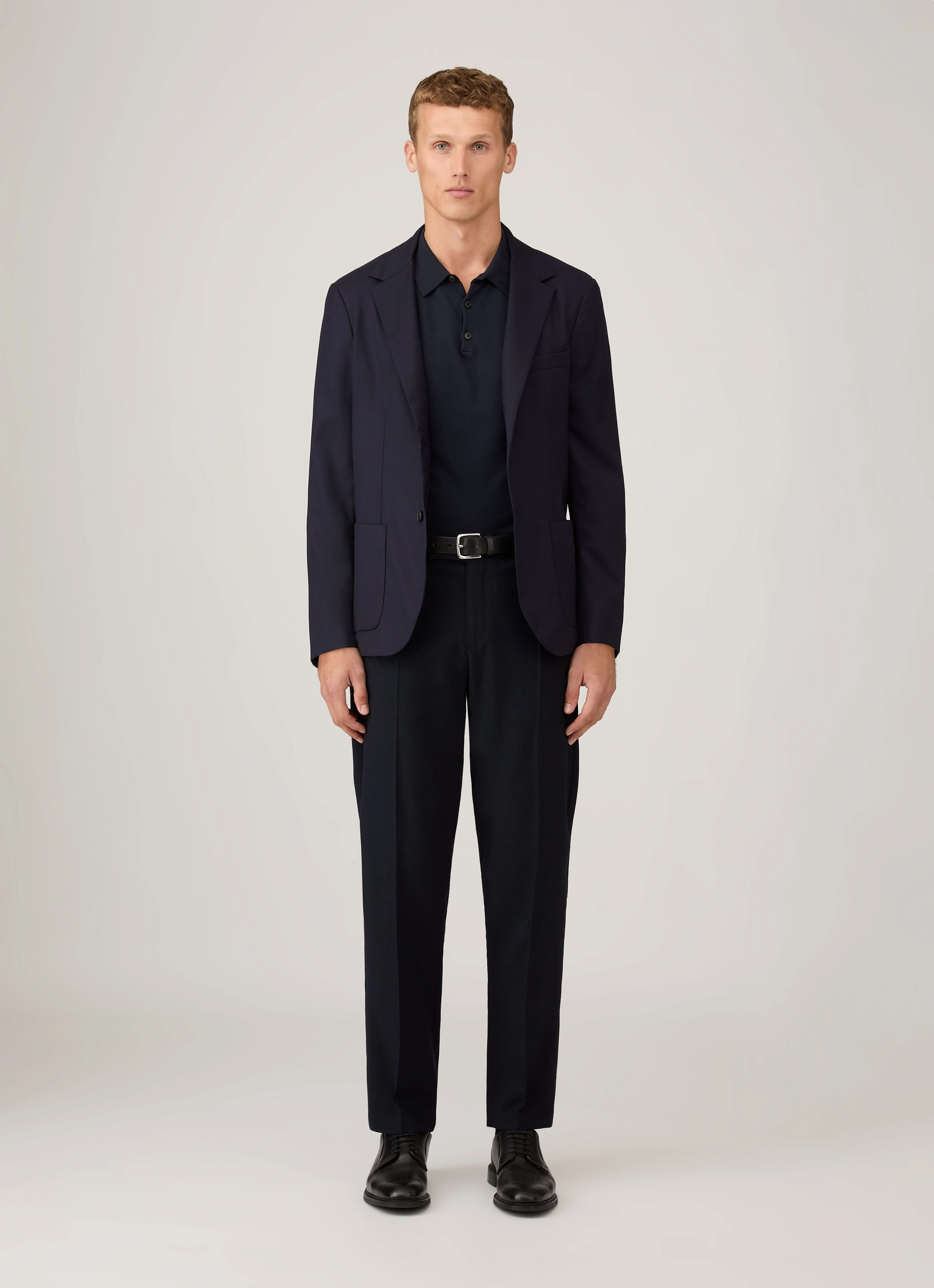 Men's Sea Island Cotton Knit Polo Shirt in Light Navy american casual