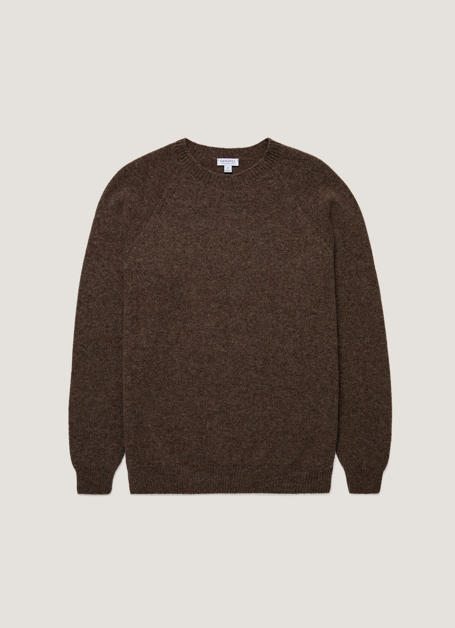Men's Shetland Crew Neck Jumper in Bark Wool and cotton sweater Comfort-focused sweater
