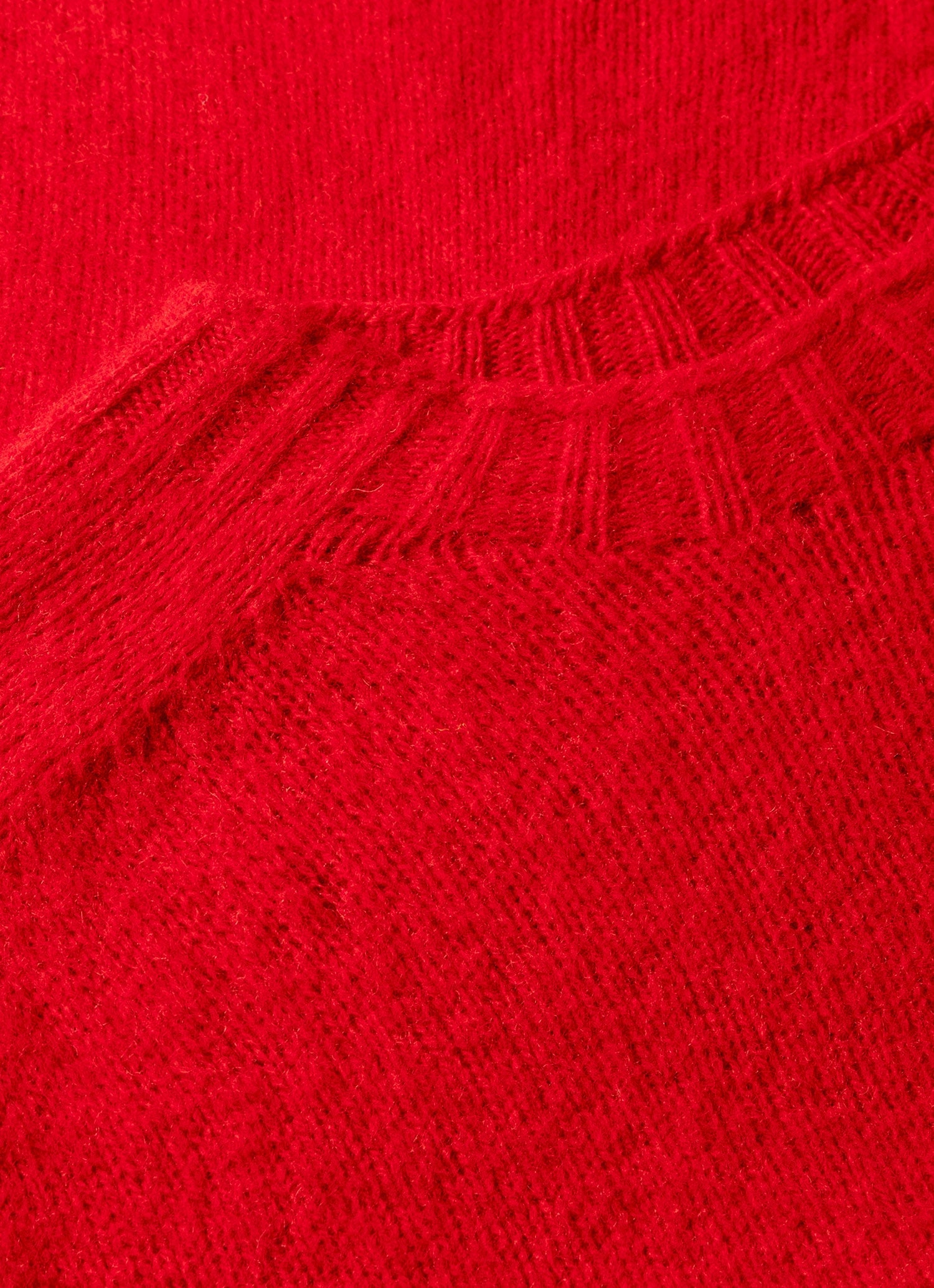 Men's Shetland Crew Neck Jumper in Bright Red slim cut