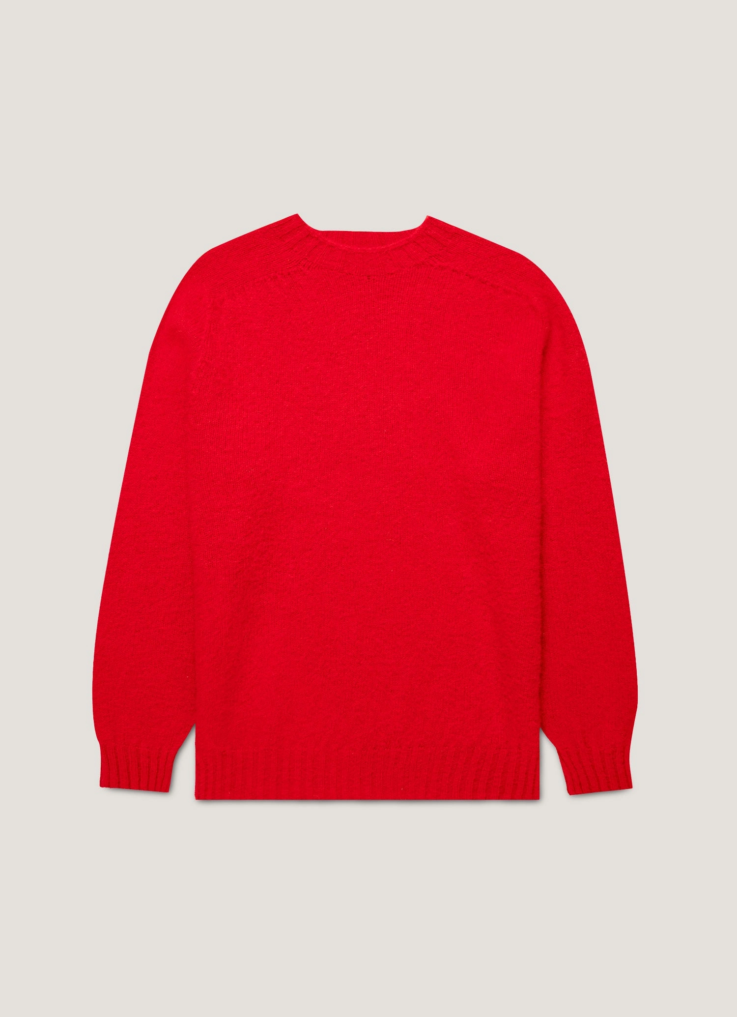 Cozy thick-knit top Wool sweater for winter Men's Shetland Crew Neck Jumper in Bright Red