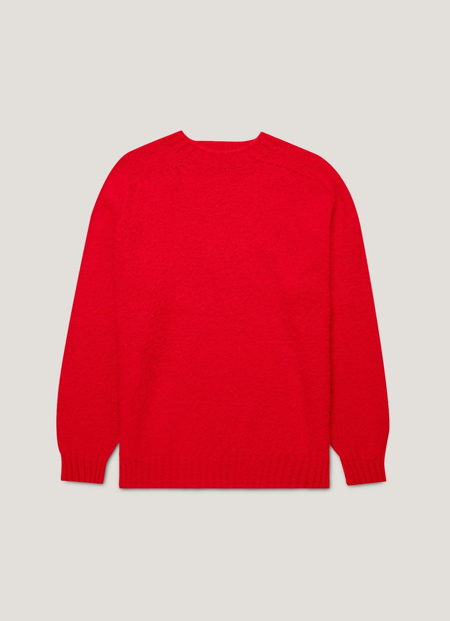 Thick knitted fabric Comfortable ribbed sweater Men's Shetland Crew Neck Jumper in Bright Red