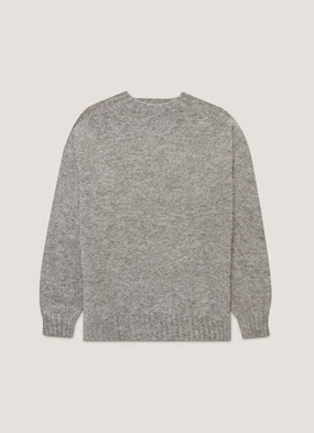 Relaxed knit jacket Men's Shetland Crew Neck Jumper in Mid Grey Melange